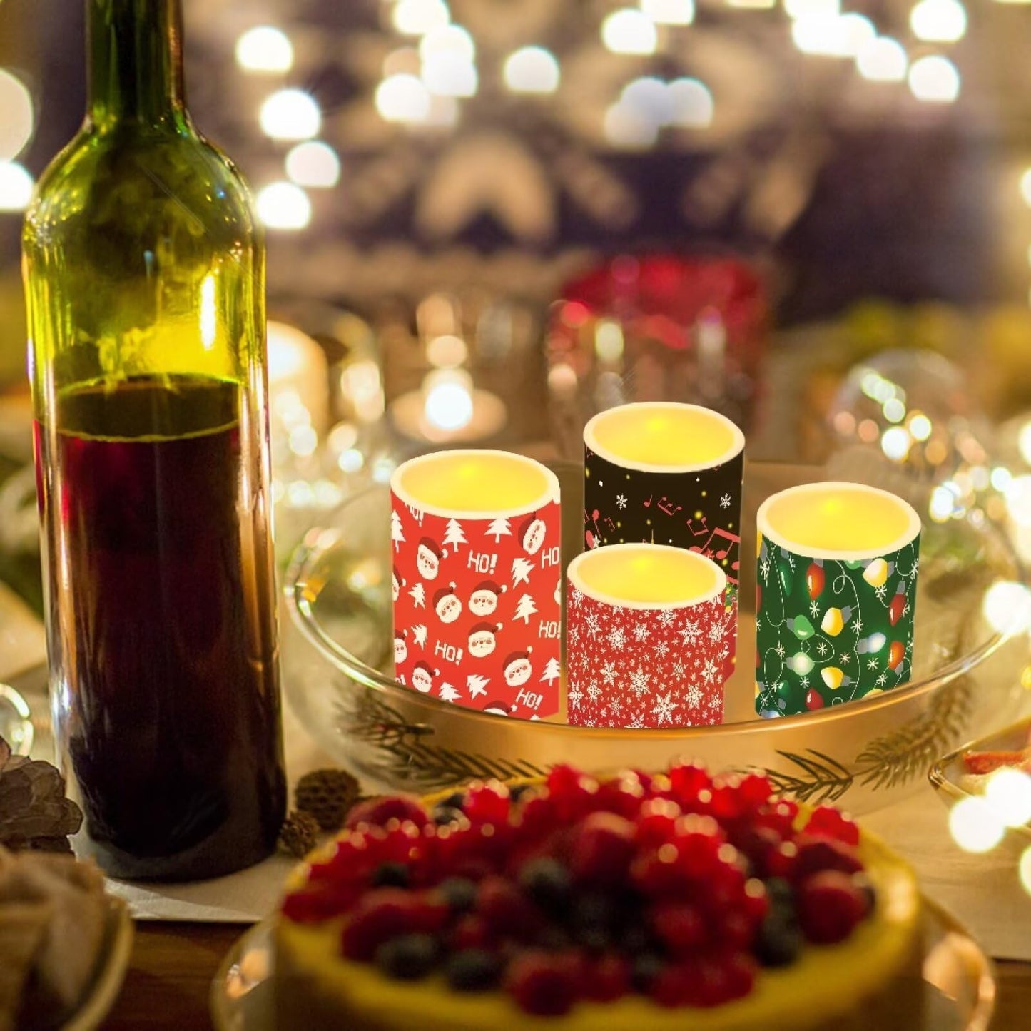 NETILGEN Merry Christmas Decor Flameless Electric LED Pillar Candles with Remote Timer Control Color Changing Long Lasting Tealights Candles Set of 4