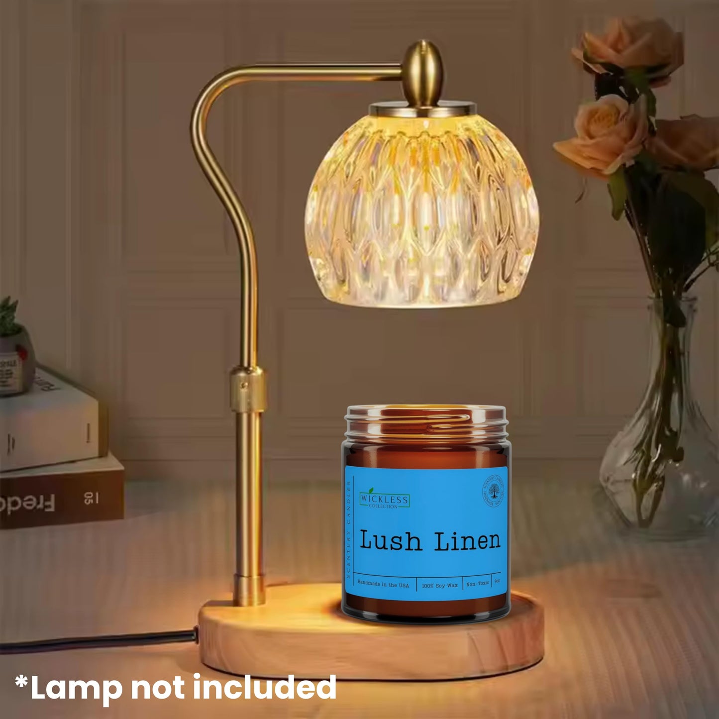 Wickless Linen Scented Candles for Candle Warmer Lamp, Many Scents to Choose, Flameless Non-Toxic Soy Wax, Birthday Gift Candle for Women or Men, Odor Eliminating, Handmade in The USA (Lush Linen)