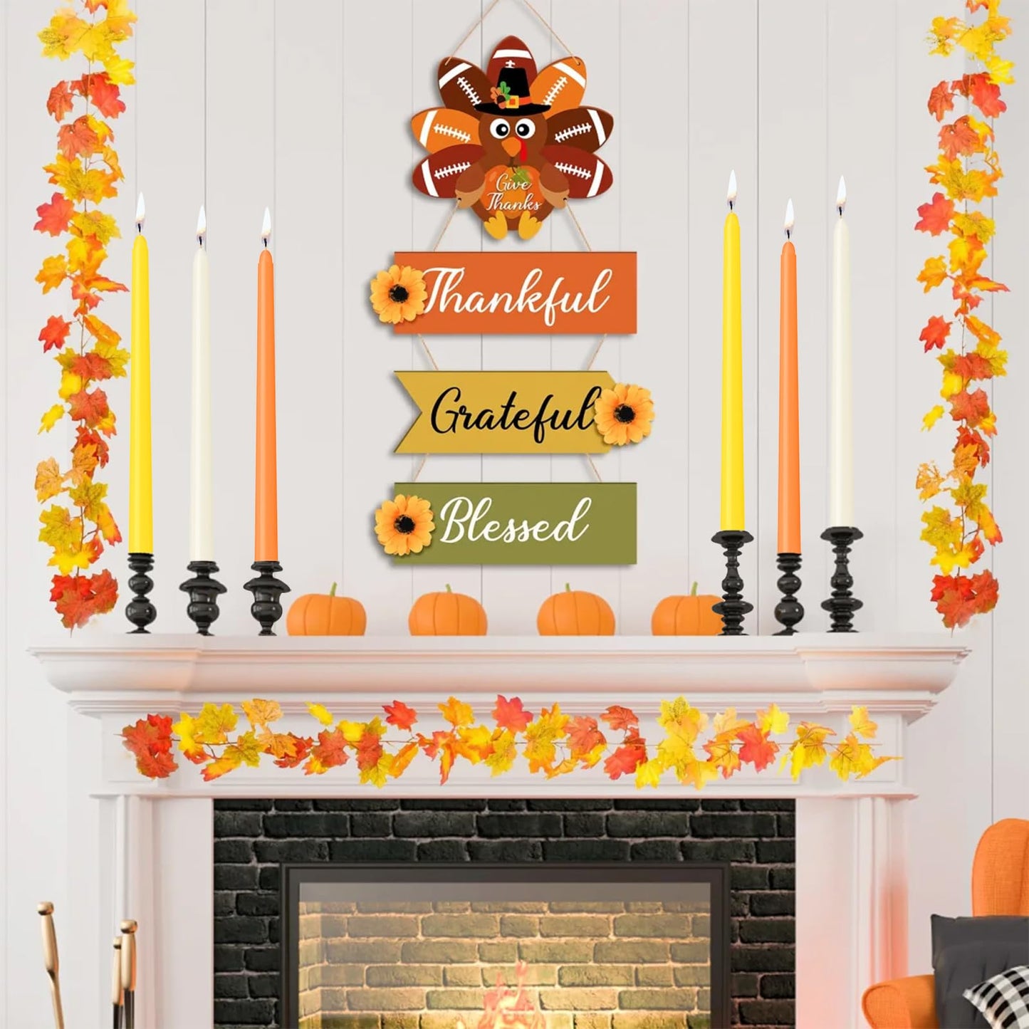 W&LESVAGO 12 Inch Orange Taper Candles Set of 6 Unscented Smokeless Long Tall Tapered Candle for Candlesticks Sticks Wedding Advent Home Decor Dinner Christmas