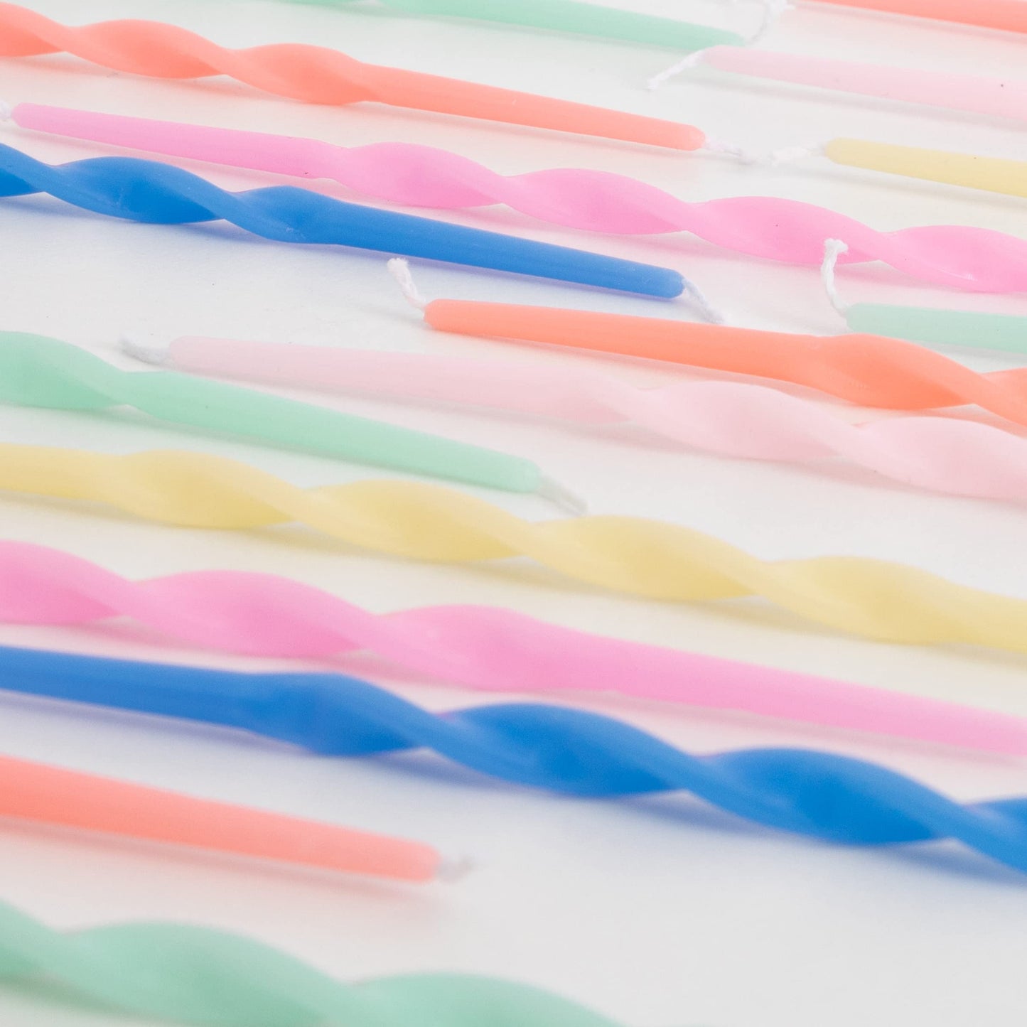 Meri Meri Twisted Long Birthday Candles for Cake (Pack of 16), 7" Tall, Unscented Meri Meri Birthday Candles