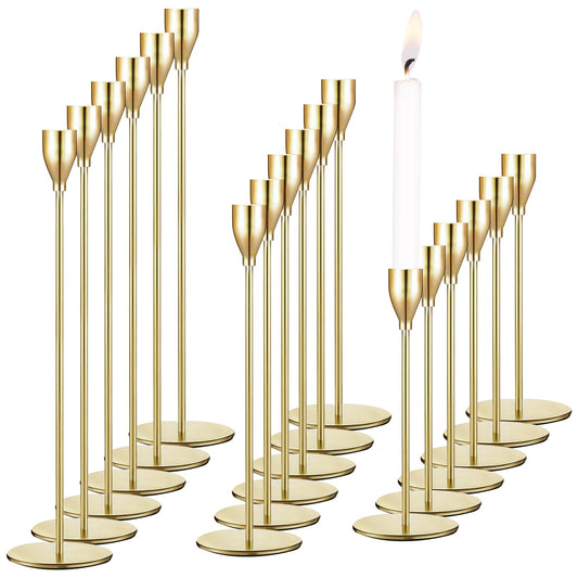 18 PCS Candlestick Holders Metal Taper Candle Holders Tall Candle Holders for Table Centerpiece Modern Pillar Candle Holder Decorative Candle Sticks for Home Wedding Decor
