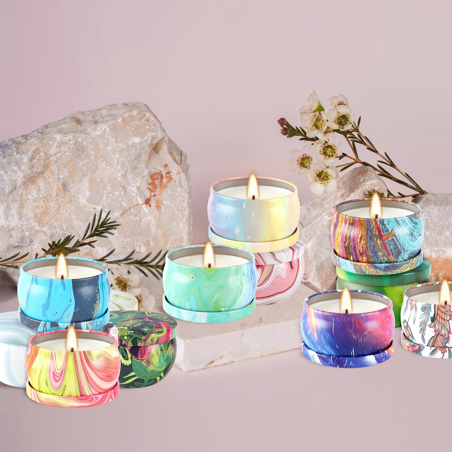 WPONSZU Scented Candles Gifts Set 24 Pack Soy Wax Travel Tin Jar Candles for Home 2.5 OZ jar Candles for Mom for Christmas, Birthday, Thanksgiving, Mother's Day
