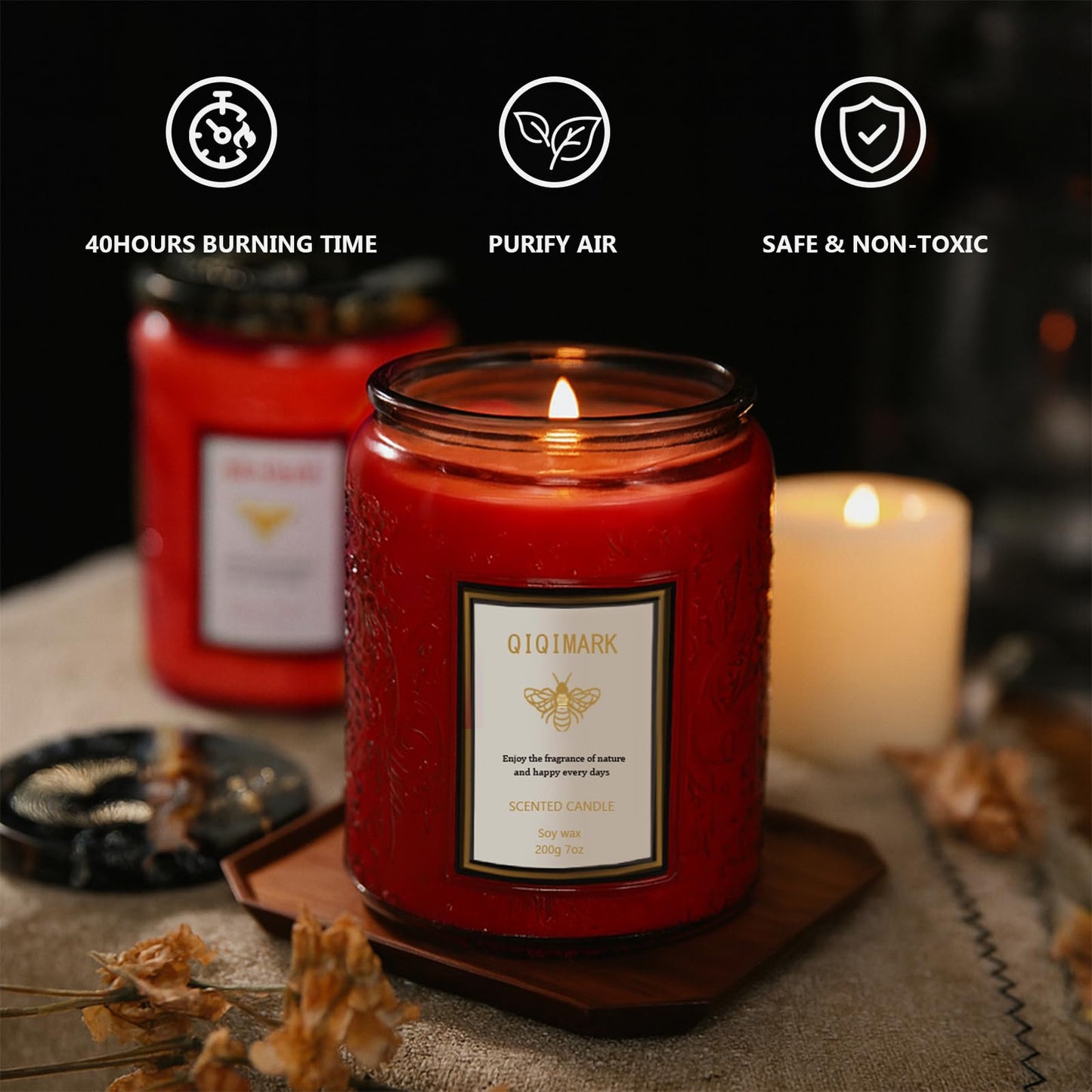 Scented Candles Gift Set for Women, 6 Pack Soy Wax Aromatherapy Candles, Long Lasting Candles for Home, Compatible with Candle Warmer Lamps, Birthday Romantic Gifts, Red Candles