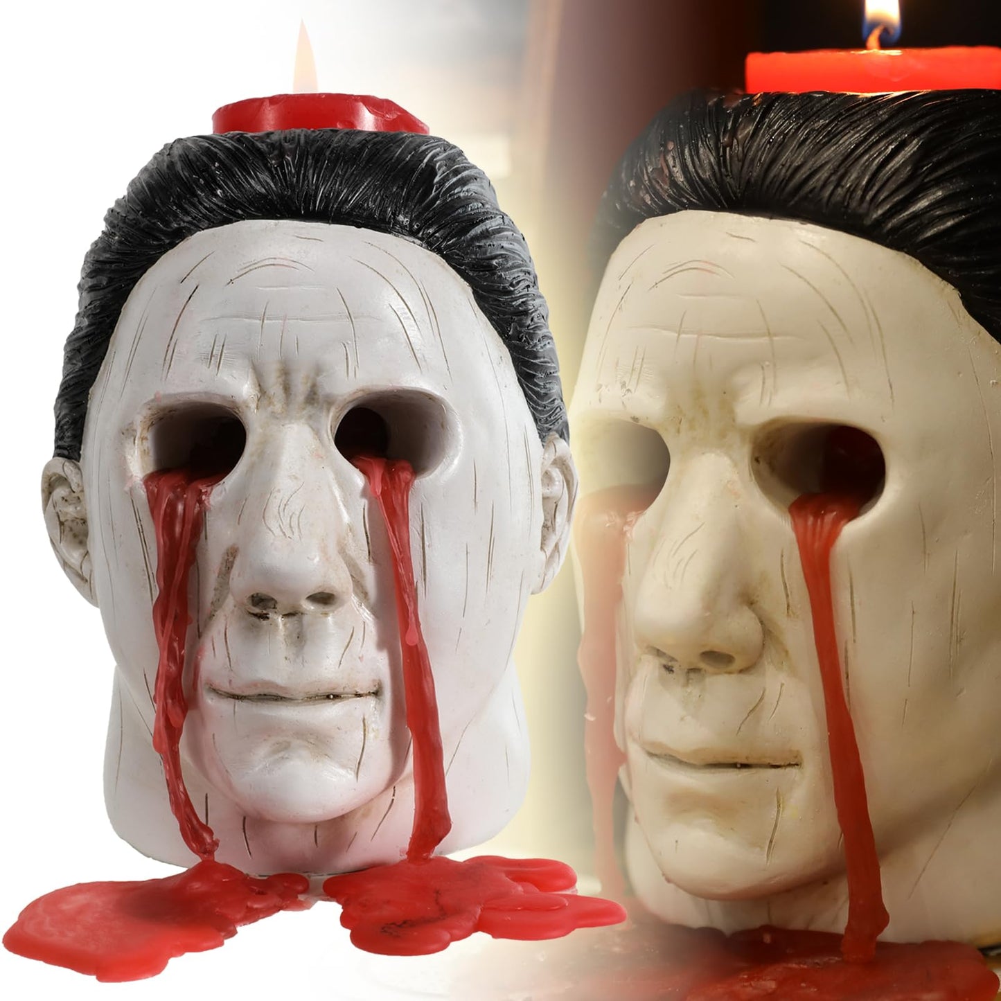 Generic Halloween Candle Holder Halloween Statue with Bleeding Eyes Decor Horror Candlestick Decoration, White, BE-012A