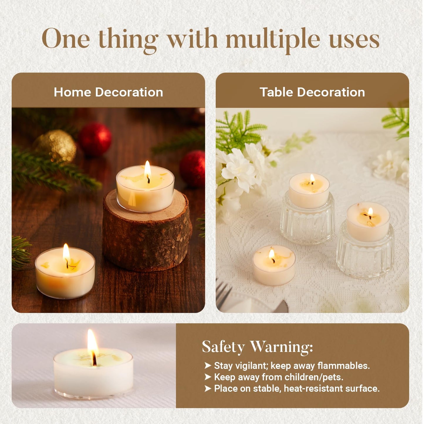 Ashlux Acrylic Jasmine Soy Wax Scented Tea Lights, 8 Pack Bulk – 4 Hour Long Burning, Non-Paraffin, Smokeless,Tealight Candles for Weddings, Table Centerpieces, Home Decor & Christmas
