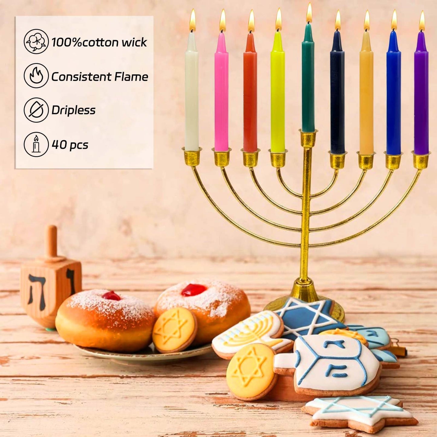 Likejarcand 40 pcs Colored Candle Chime,Spell Candles Unscented Colored Candles Mini Taper,10cm-4Inch Candle Holder Rituals, Prayer, Meditation (40, 10cm)
