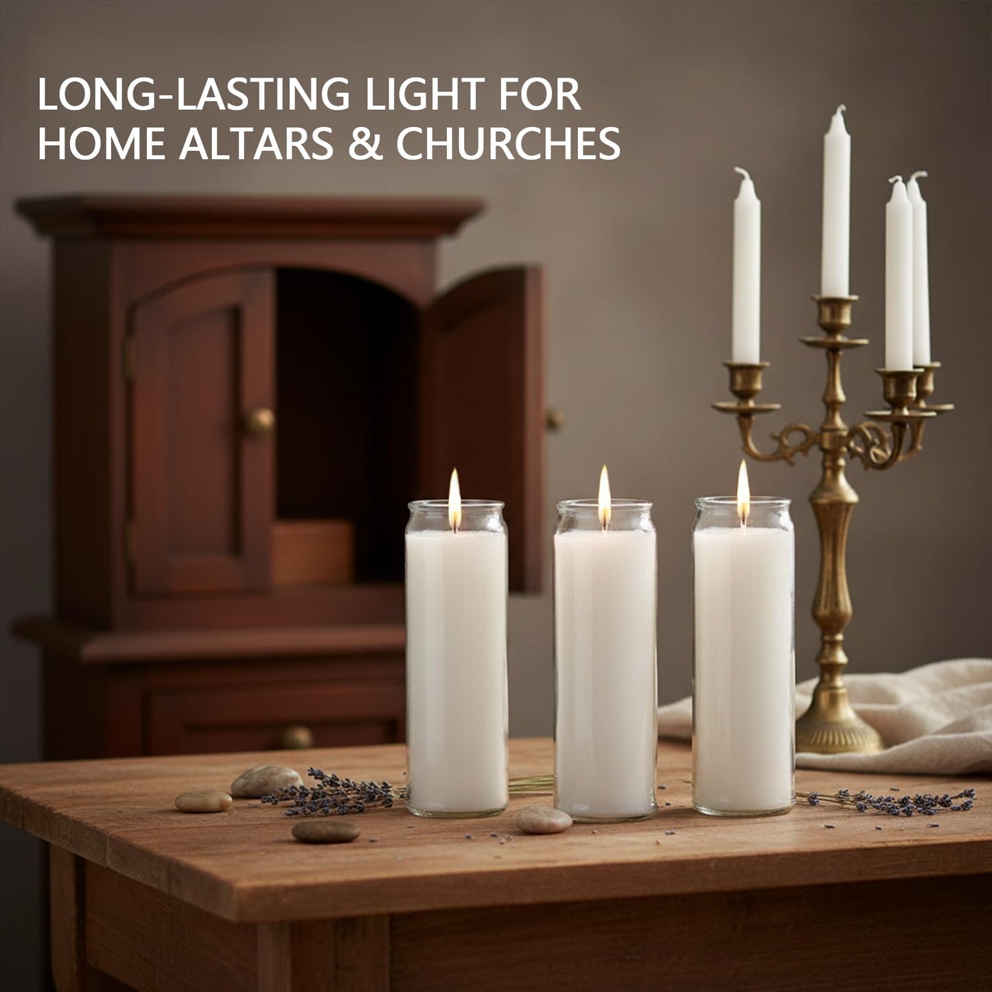 SRCVYLT 6PC White 7 Day Candles in Glass Container, Unscented Wax Prayer Candle, 2.5×8.1 Inches Pillar Candles for Memorials,Religious,Catholicism,Churches, Altars,Vigils Religious Occasions
