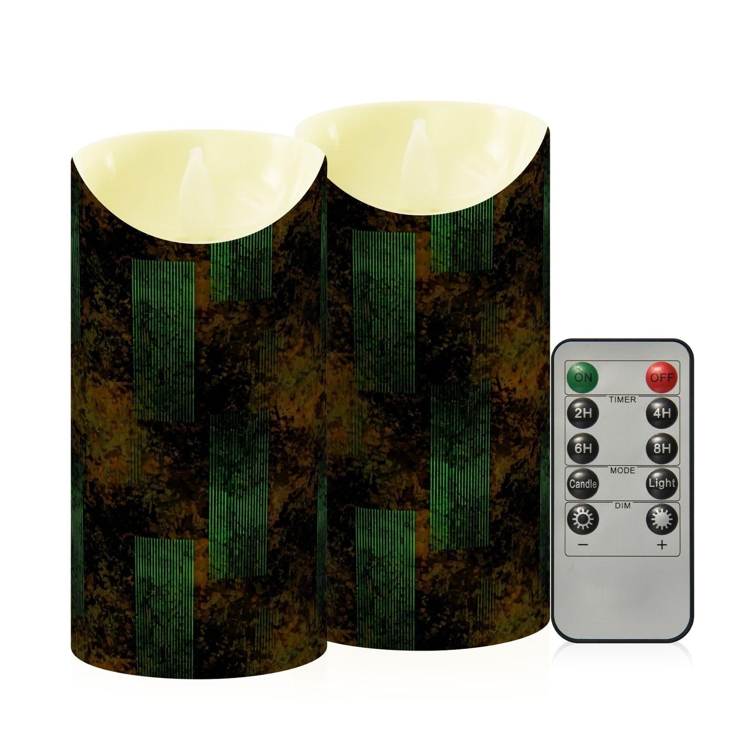Gravopti Abstract Block 2 Pack Flameless LED Pillar Candles with Remote & Timer, Battery Operated, Flickering Wax Candle for Wedding, Romantic Home & Party Decor