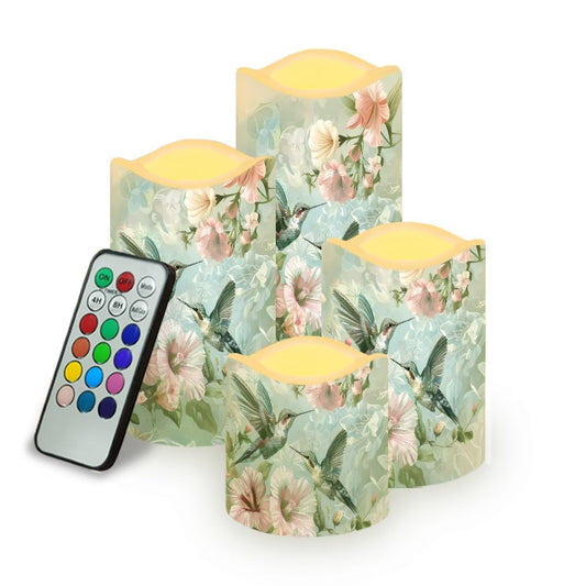 Cozeyat Spring Garden LED Candles Set of 4 Battery Powered Flameless with Remote Control Timer Color Changing for Wedding Home Beach Garden Decoration