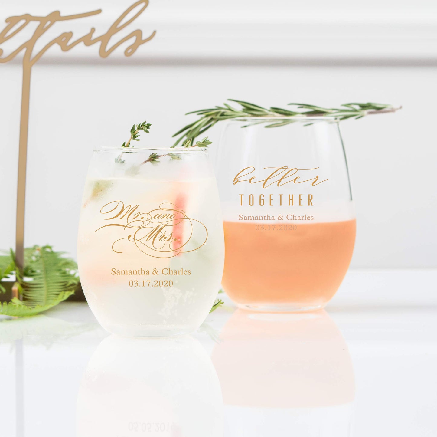 WEDDINGSTAR Personalized Small Stemless Wine Glass 9oz - 36 pack