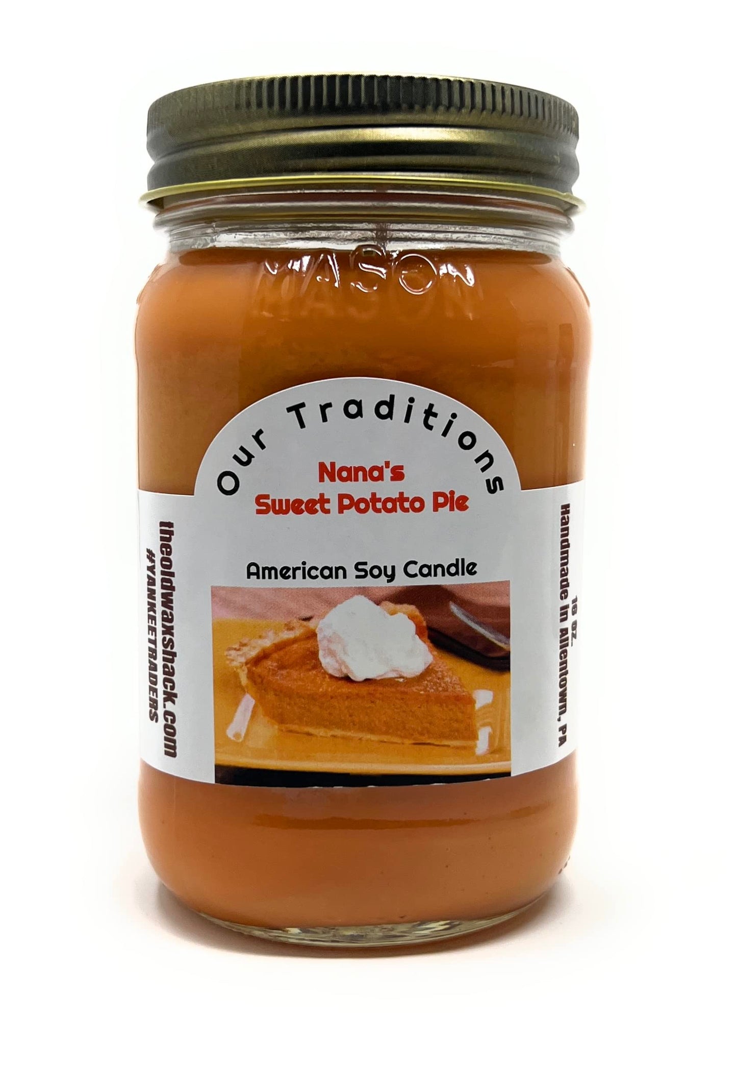 Nana's Sweet Potato Pie, Soy Candle - 16 Oz. Mason Jar