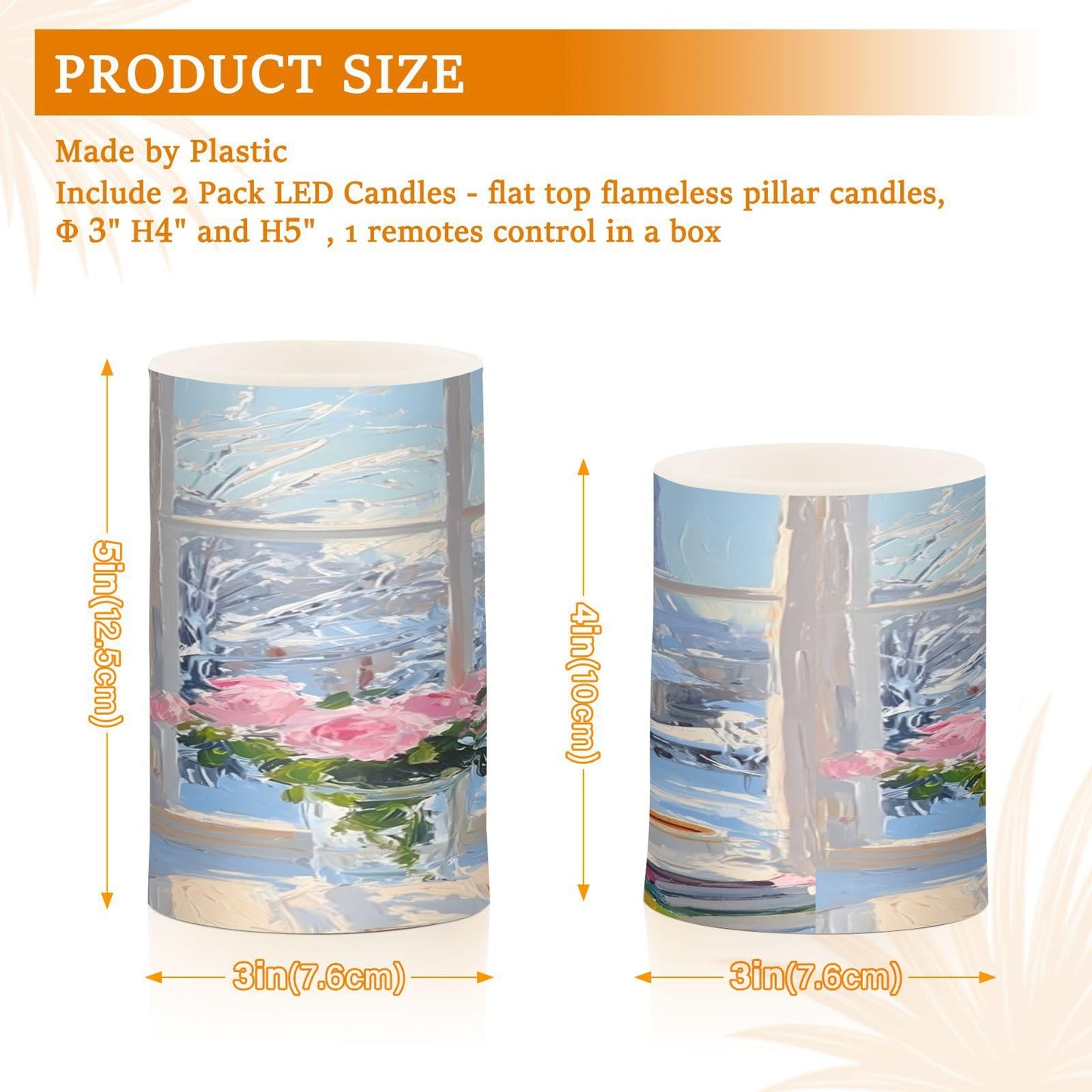 ALAZA Flameless Candles with Remote Timer,Winter Paris Tower Snow Scene Battery Operated Candles Set of 2 LED Tea Lights Flickering Pillar Votive Candles for Indoor Outdoor Decor