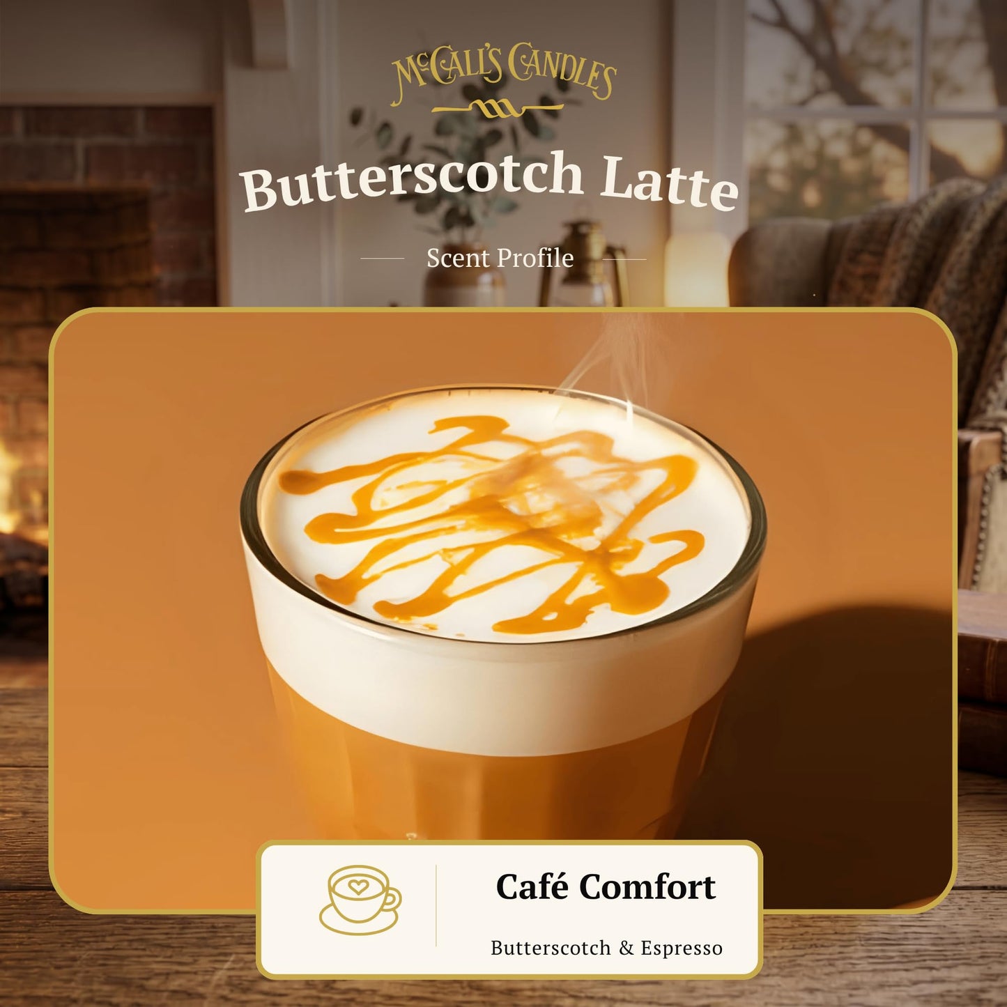 McCall’s Candles | Butterscotch Latte | 16 oz Scented Candle | USA-Poured | Vintage Rustic Jar with Carrying Handle | Cozy Coffeehouse-Inspired Fragrance