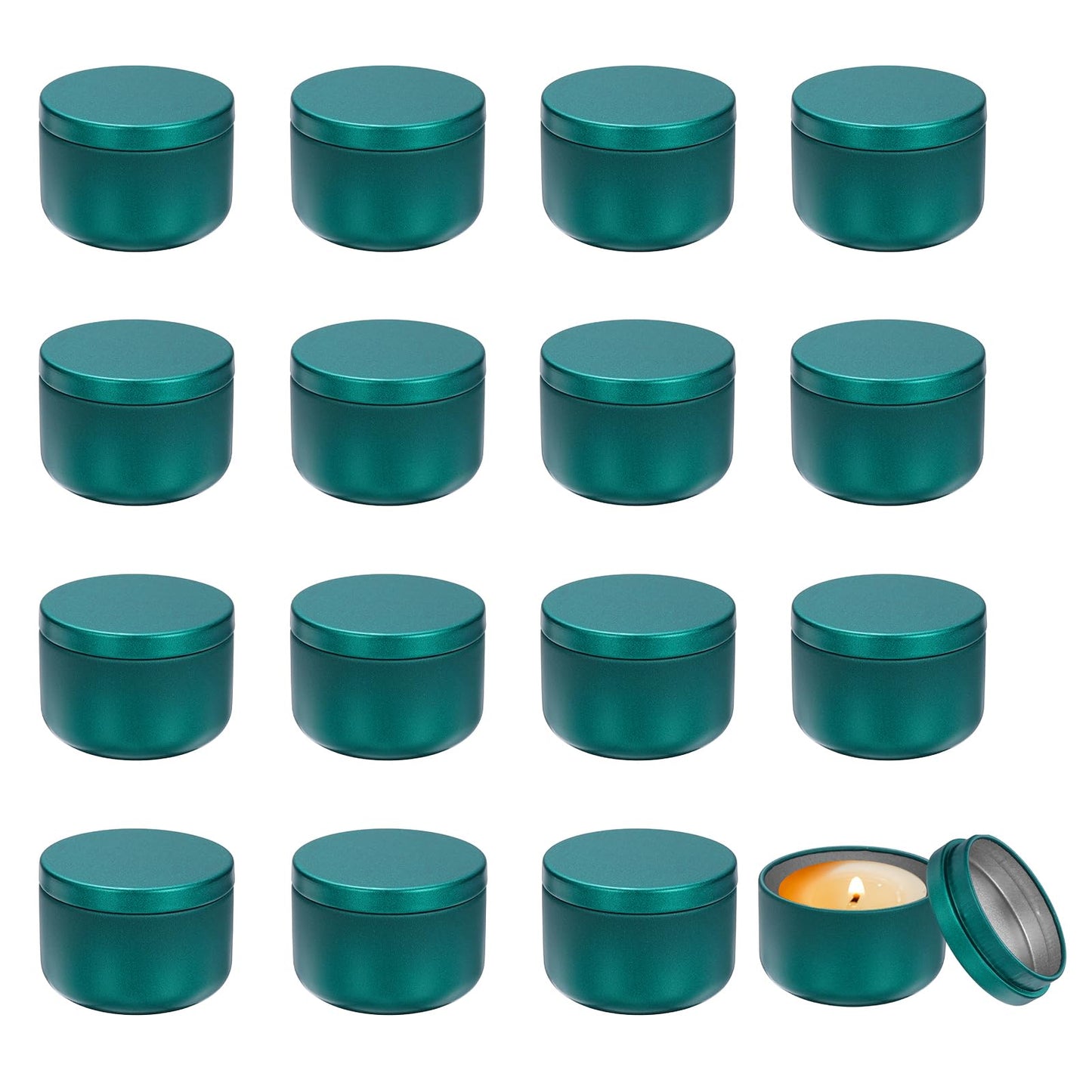 MECCANIXITY 3oz Candle Tins, 16pcs Metal Candle Tins Jars with Lids Round Empty Tin Can Containers Bulk for Storage Tea and Making DIY Arts Crafts Christmas Gifts, Bright Green