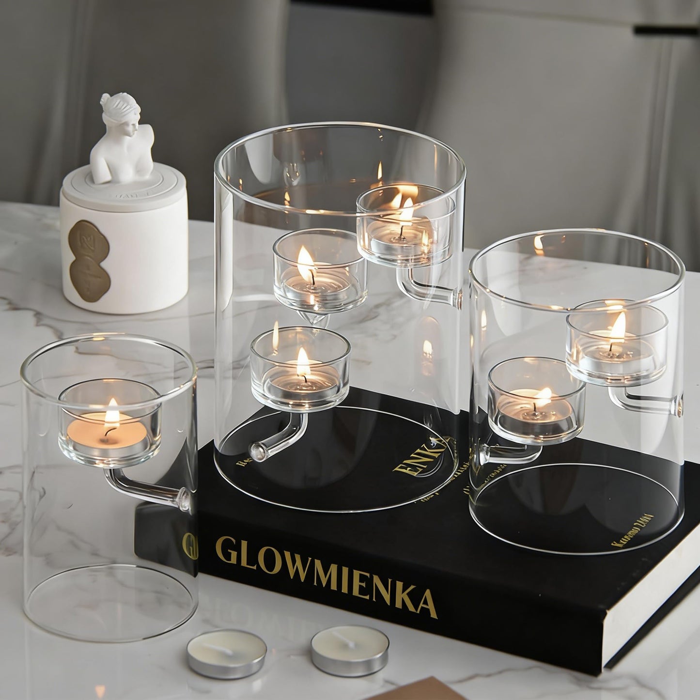 Maimeili Glass Candle Holder Hurricane Crystal Decorative Candle Fits Standard Tealight for Table Wedding Dinning Centerpieces Party Supplies Home Decor