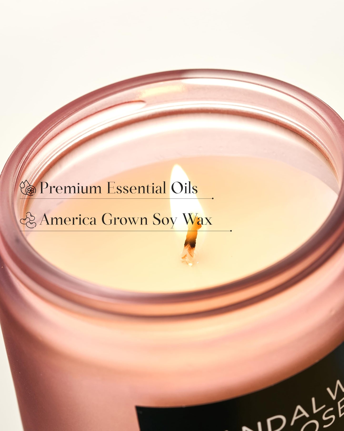 M&SENSE Sandalwood Rose Home Scented Candles, 7.05oz Natural Soy Wax, 50 Hours Slow Burning Romantic Smelling Scent for Women, Housewarming Gifts for Family Friends