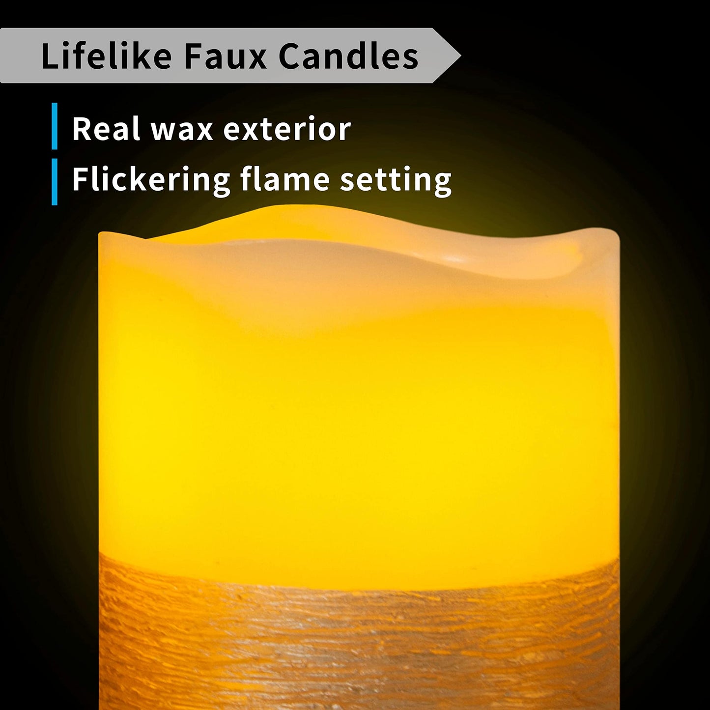 FURORA LIGHTING Gold Trim Flameless Candles - Real Wax, Adjustable Brightness, Remote & Timer - 4 Pillars (3x4, 3x6) and 4 Votives, 8-Pack, Battery Operated