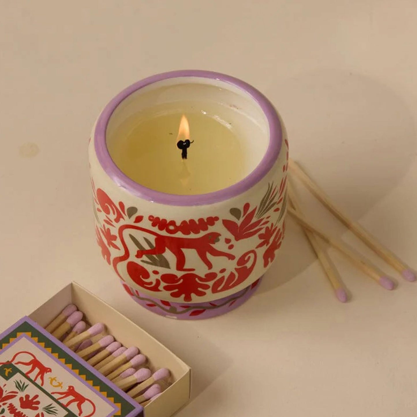 Paddywax Scented Candles Dopo Hand-Painted Ceramic Luxury Artisan Candle, 8-Ounce, Coconut & Amber