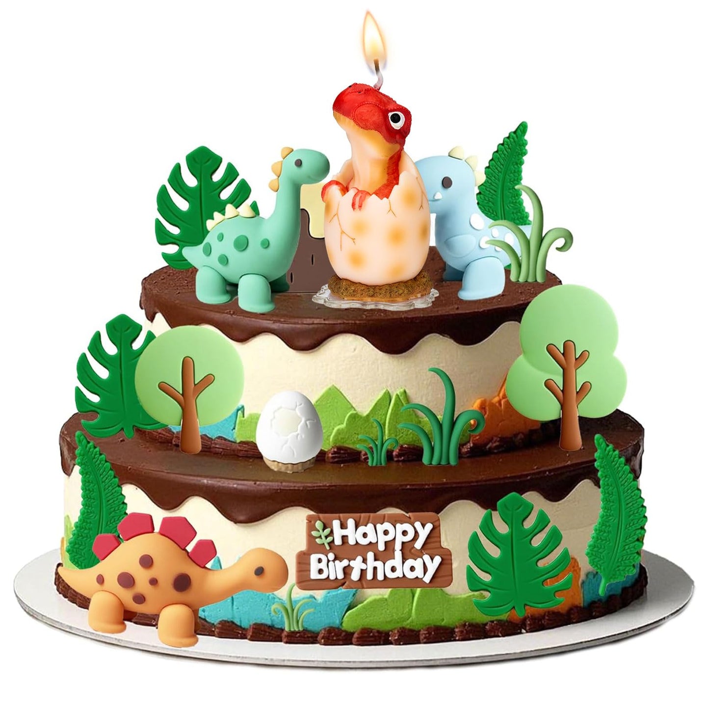 Mesiiloly Large Dinosaur Birthday Candle - Red Dinosaur Cake Topper Candles for Kids, 3.6 inches, Fun Dino Birthday Party Decoration