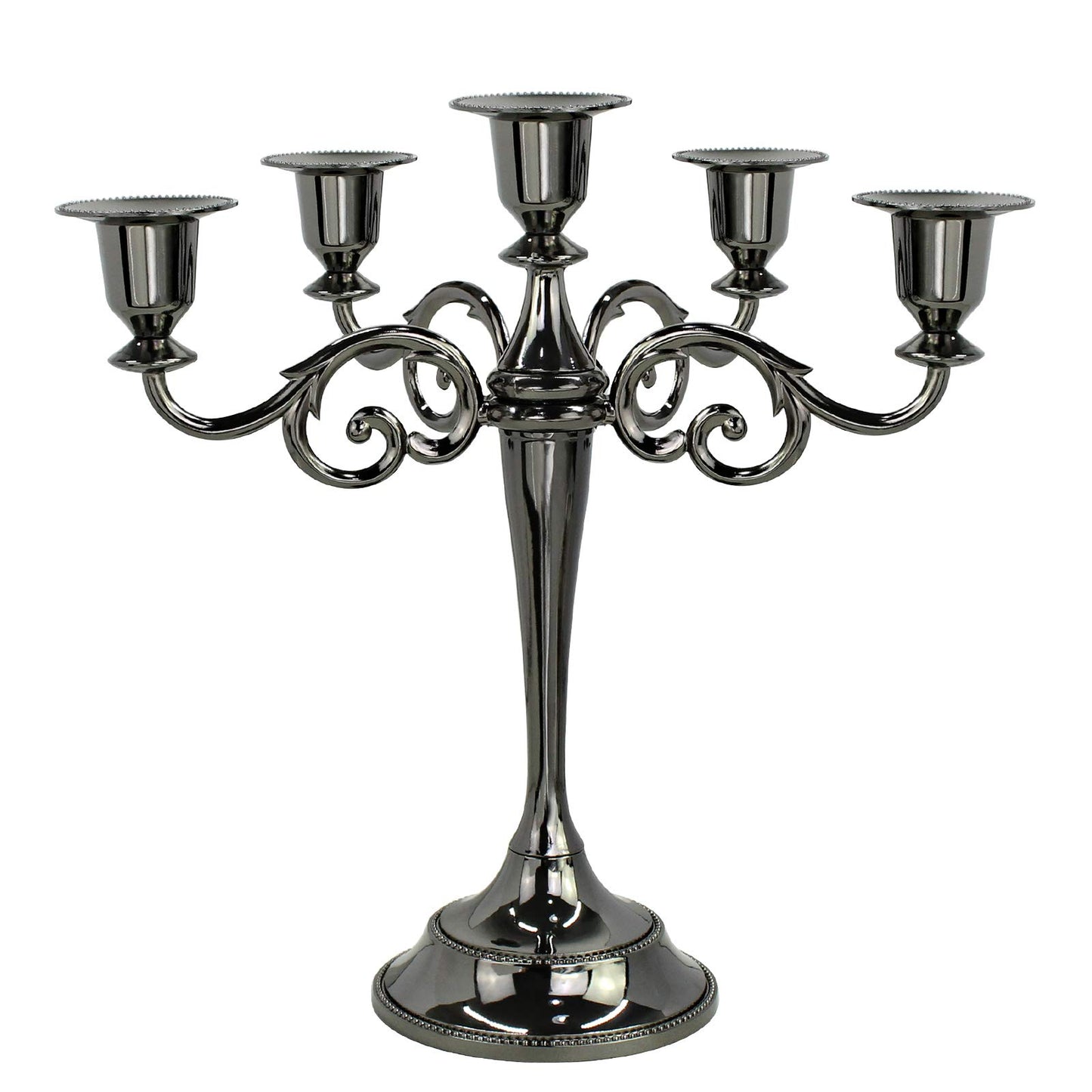 Dorlotou Metal Candelabra 5-Candle 10.1 Inch Tall Candle Holder Stick for Home Wedding Event and Party Festival,Black