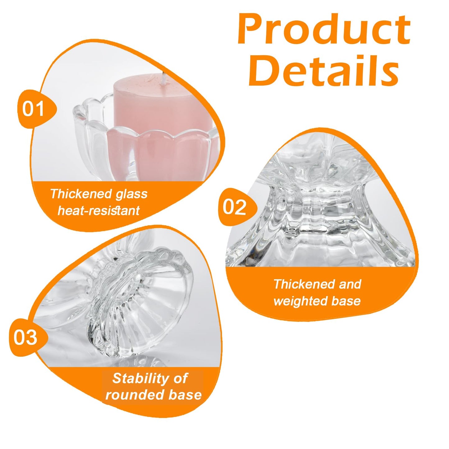 ANWONE Glass Tealight Candle Holder Set of 6, Clear Candle Holders with Tea Lights, for Floating Candles, Pillar Candles, Votive Candles, Table Decor for Wedding Birthday Party