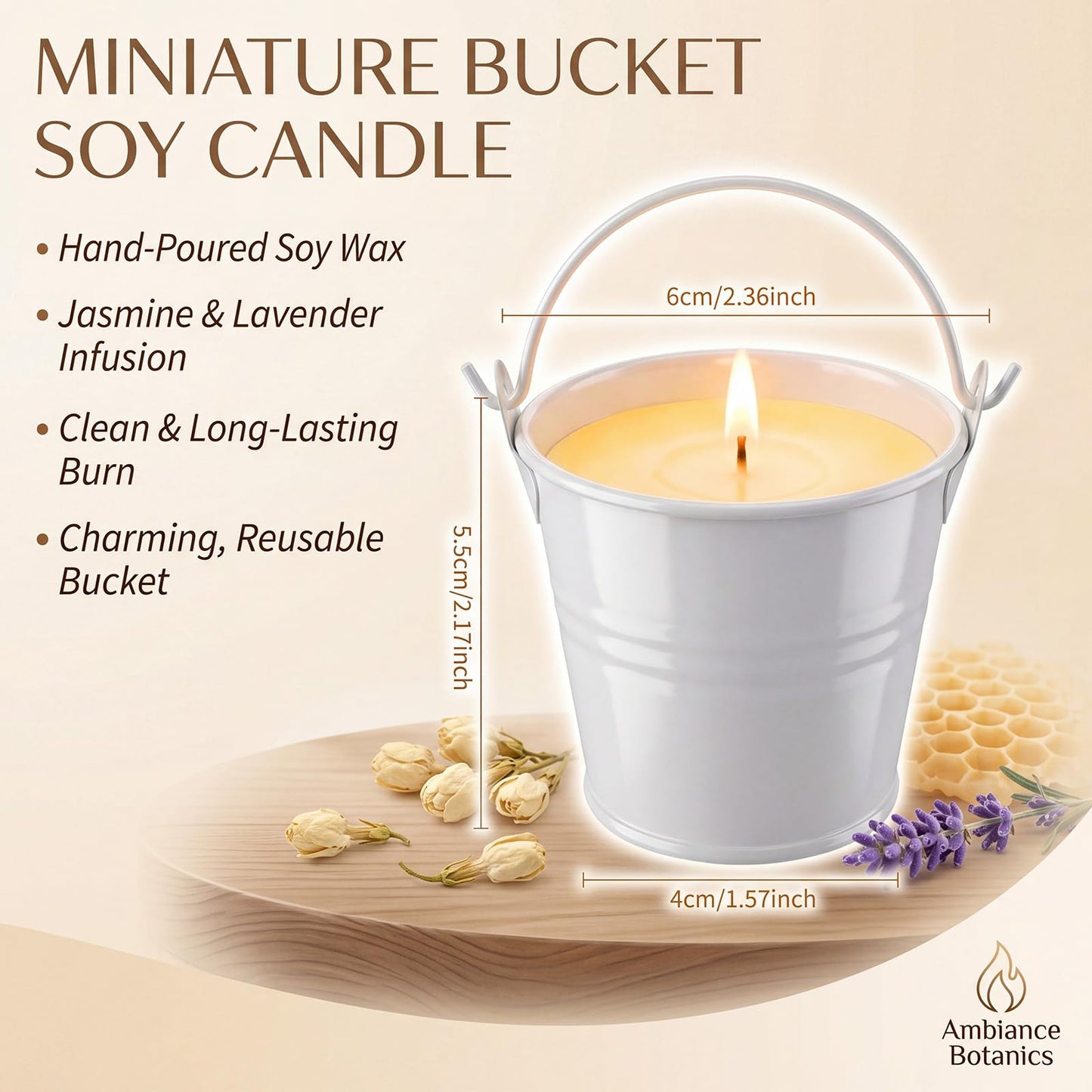 Conelist 6 Pack Citronella Candles Outdoor White Metal Candle Tins with Carrying Handle Long Lasting Outdoor Candles for Patios, Decks, Gardens, Backyards and Camping (5 cm)