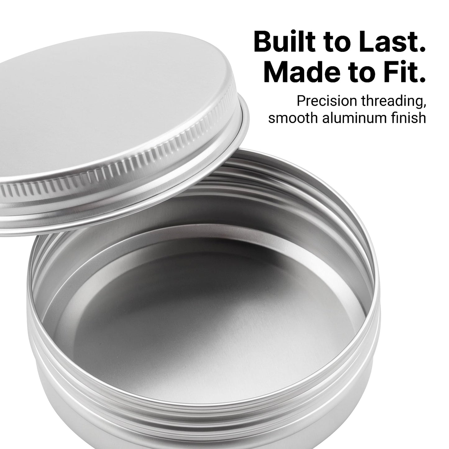 SEHOI 60 Pack 2oz Aluminum Tins Cans, Large Round Metal Tins Jars with Screw Lid, Metal Tin Food Candle Containers for Cosmetic, Spices, Candies