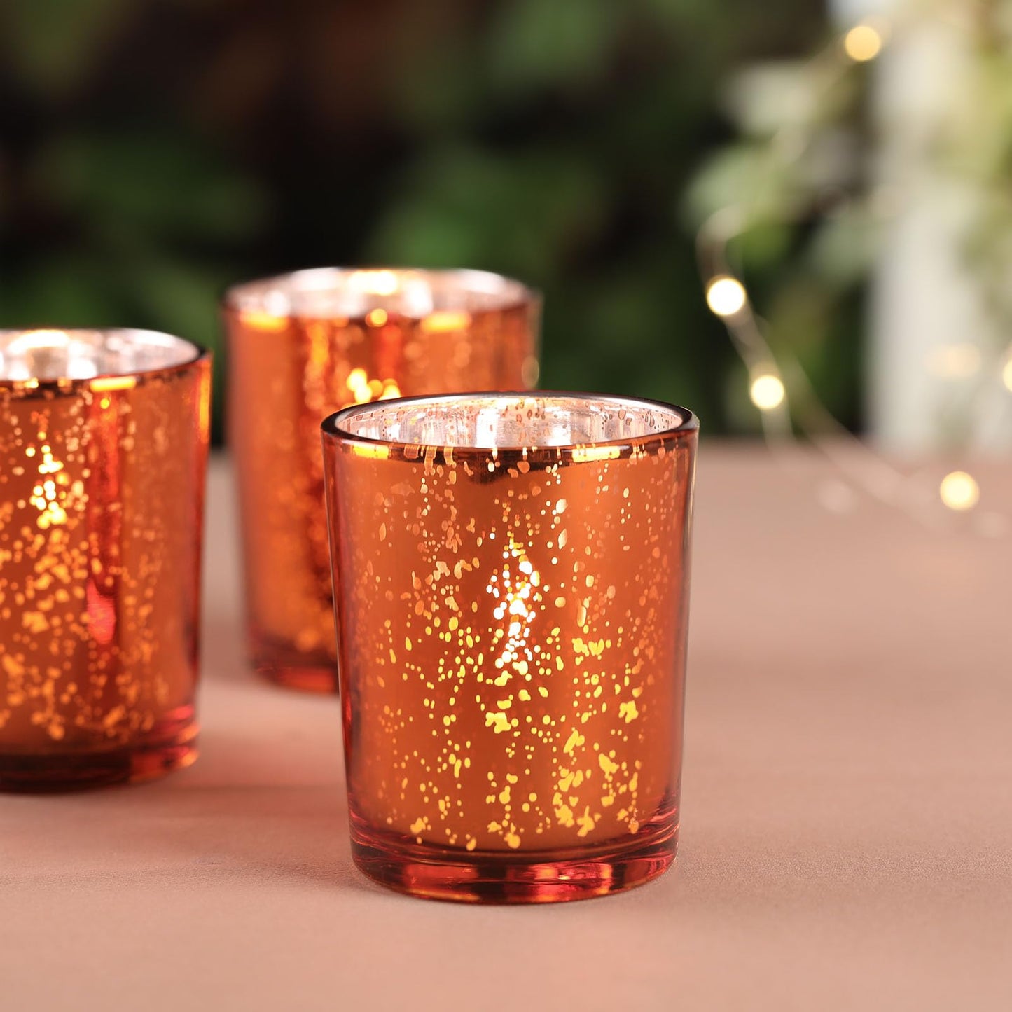 DARJEN 24Pcs Orange Votive Candle Holders, Tea Lights Candles Holders for Wedding Centerpieces & Party Decorations, Fall Home Table and Thanksgiving Day
