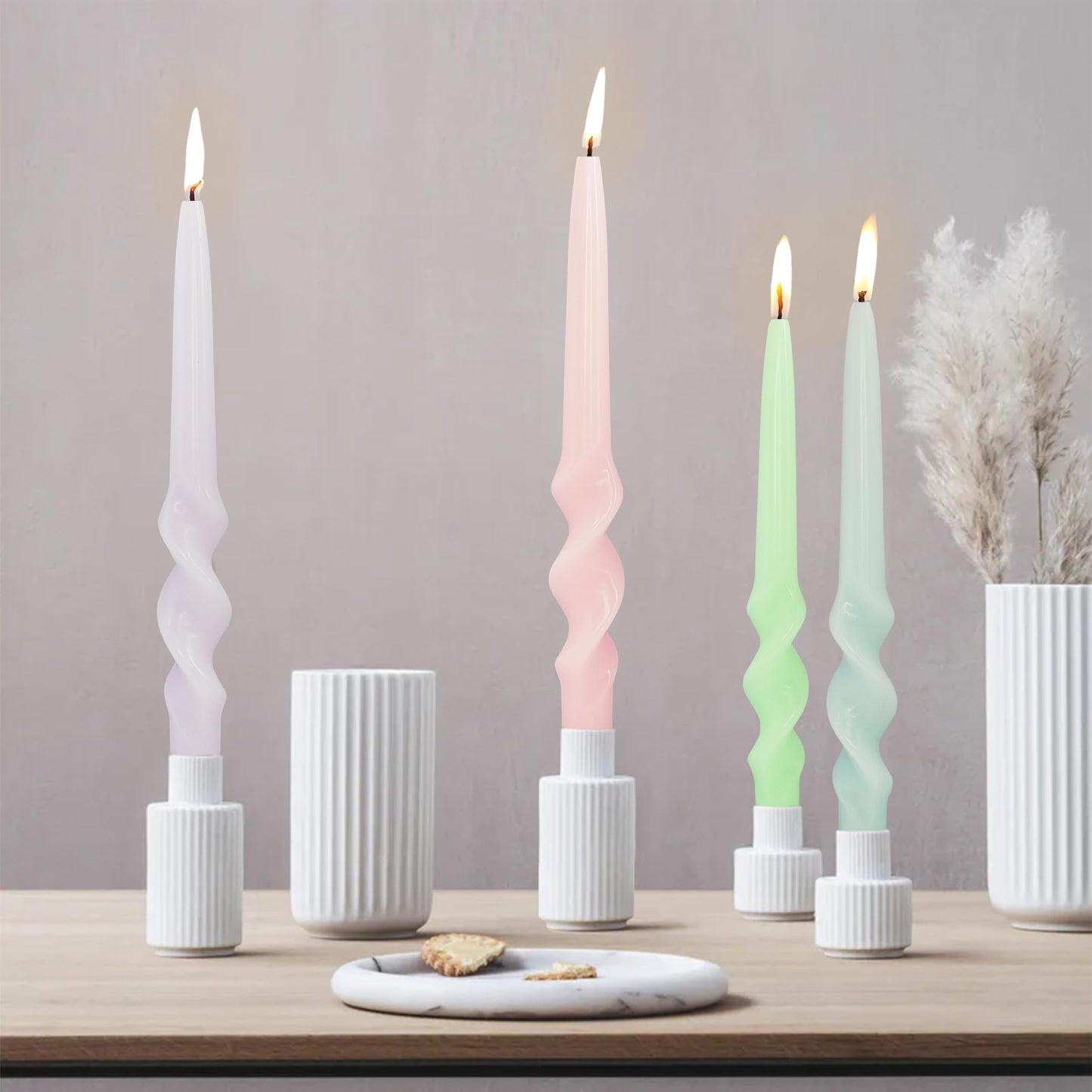 Gedengni 8pcs Dripless Candle Sticks Summer Taper Candlesticks,10 Inches Pink Tapered Candles Green Candle Stick Colorful Taper Candles Blue Dinner Candle Wax for Home Party Women Gift