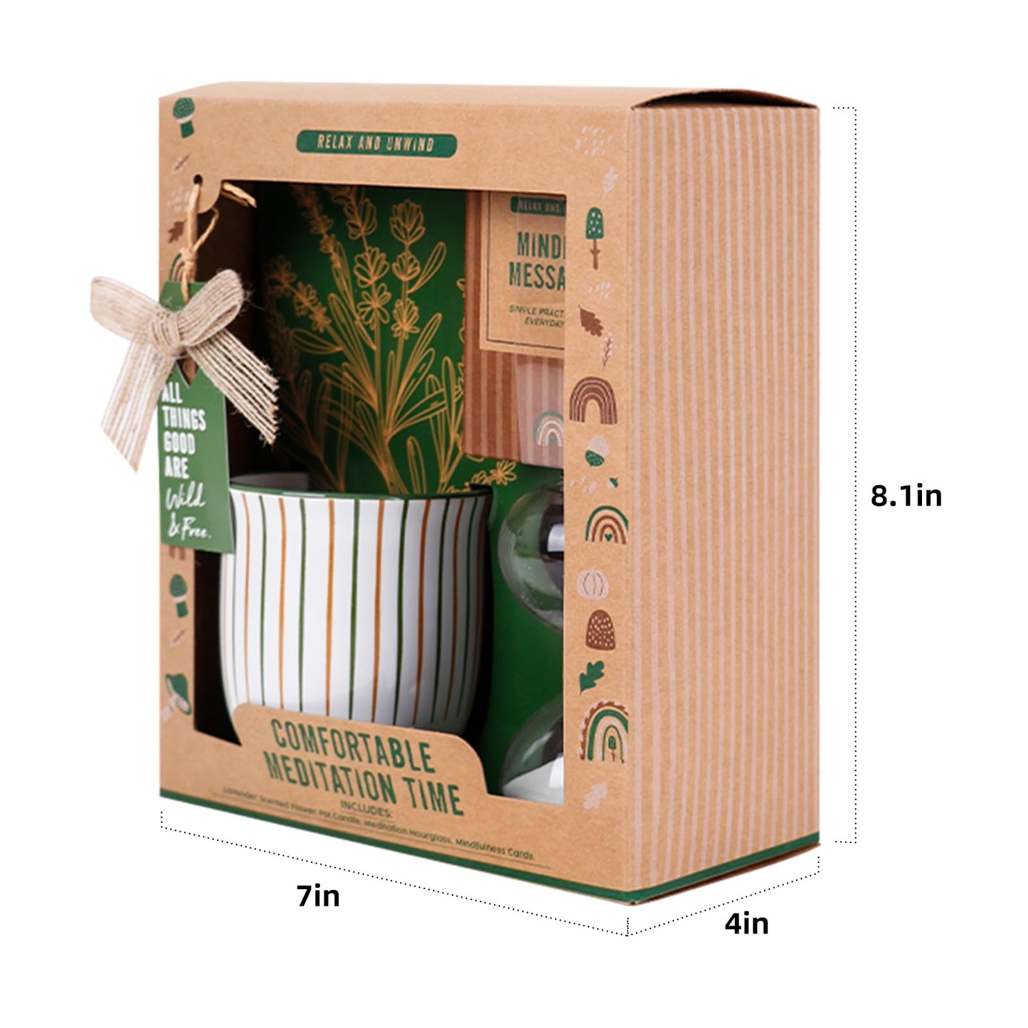 Meditation Accessories Set Include Mindfulness Card Eco-Friendly Scented Candle in Ceramic Jar Exquisite Hourglass Get-Well Gifts Sets Self Care Gift Set