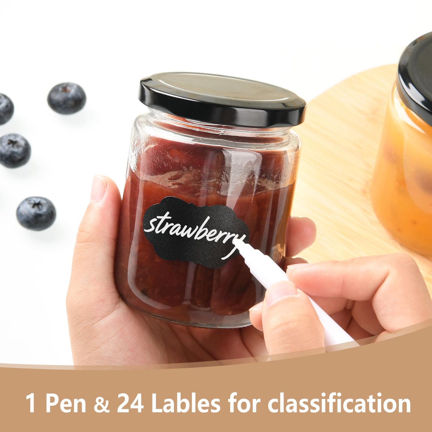 BPFY 24Pack 12oz Glass Jars with Lids, 350ml Clear Candle Jars for Making Candles, Reusable & Dishwasher Safe Manson Canning Jar Bulk for Jam, Jelly, Honey, Pickles, Spice