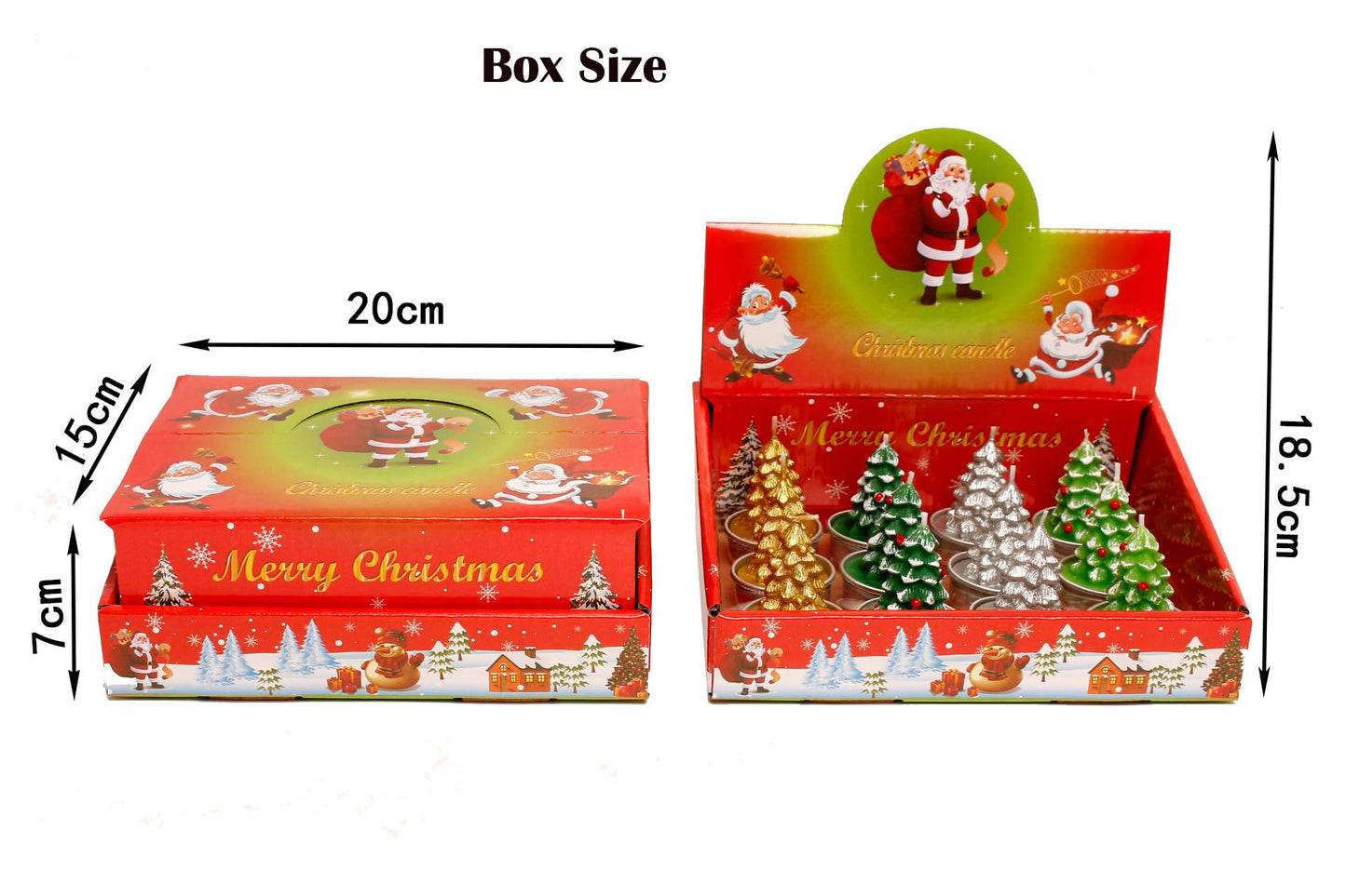 12 Pieces Tealight Candles Handmade Delicate Santa Hat Claus Christmas Tree Candle Wax Snowman Elk Pinecone House Candles for Party Wedding Spa HomeChristmas Decoration