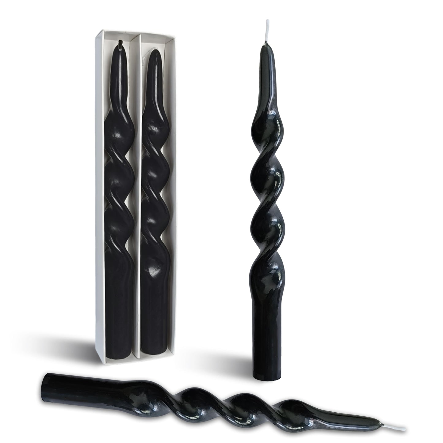 BALEAGCDL Twisted Taper Candle Black Spiral Candlesticks 10 Inch Unscented Handmade Smokeless Dinner Candles Set for Holiday Wedding Party Gift Home Decoration