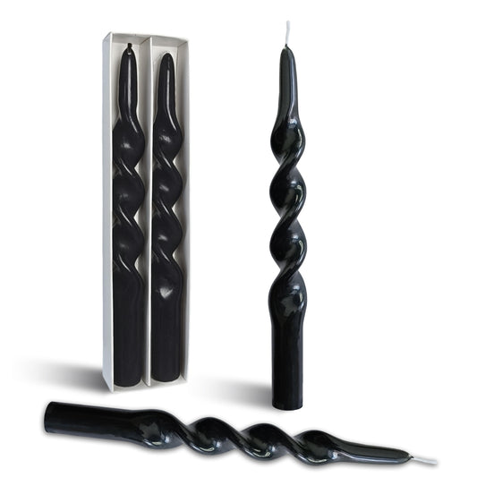 BALEAGCDL Twisted Taper Candle Black Spiral Candlesticks 10 Inch Unscented Handmade Smokeless Dinner Candles Set for Holiday Wedding Party Gift Home Decoration