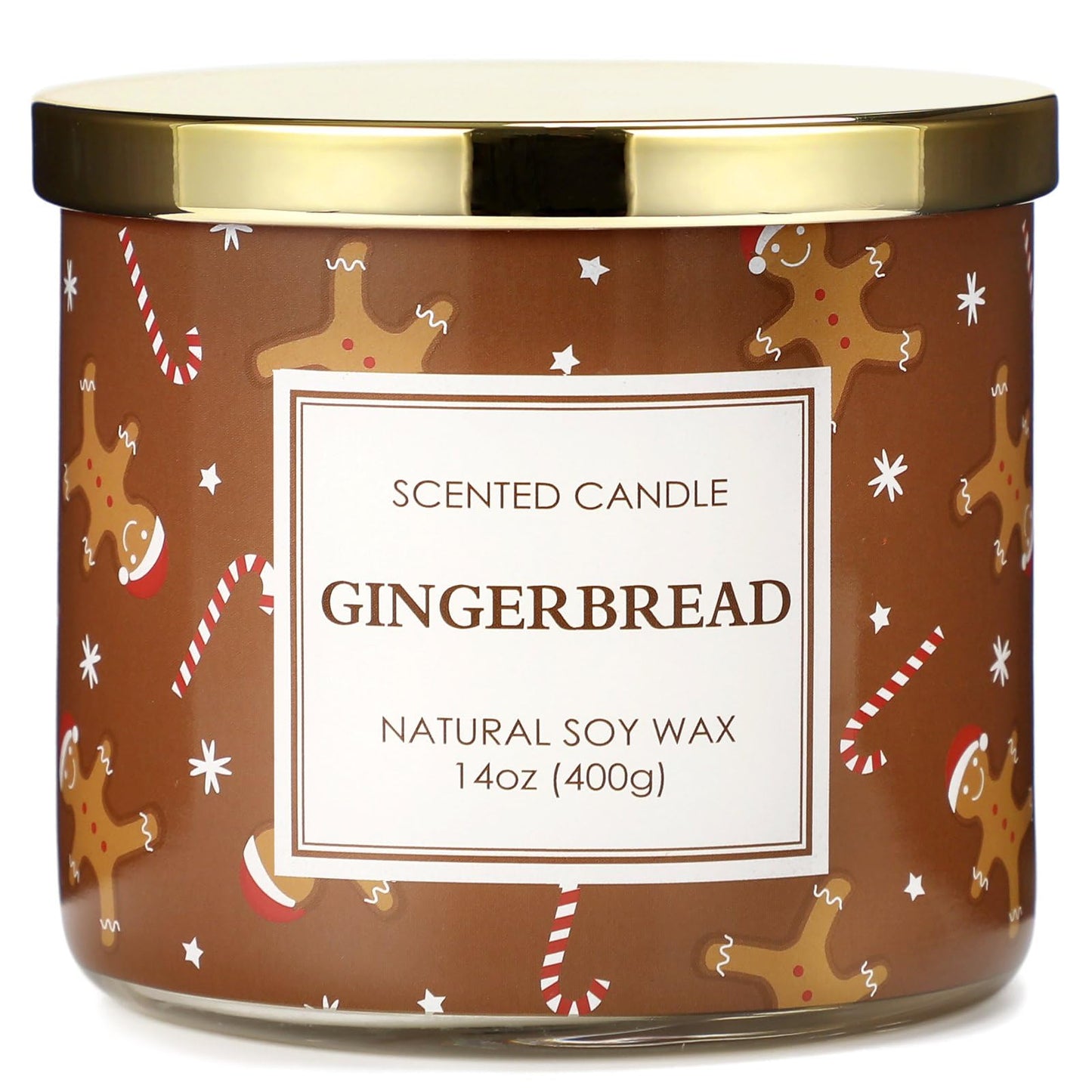 Christmas Candle, Christmas Gingerbread Candles, Candle Gifts for Women Xmas Decorations, Large 3 Wicks Scented Candle for Xmas, 14 oz Soy Wax Candle