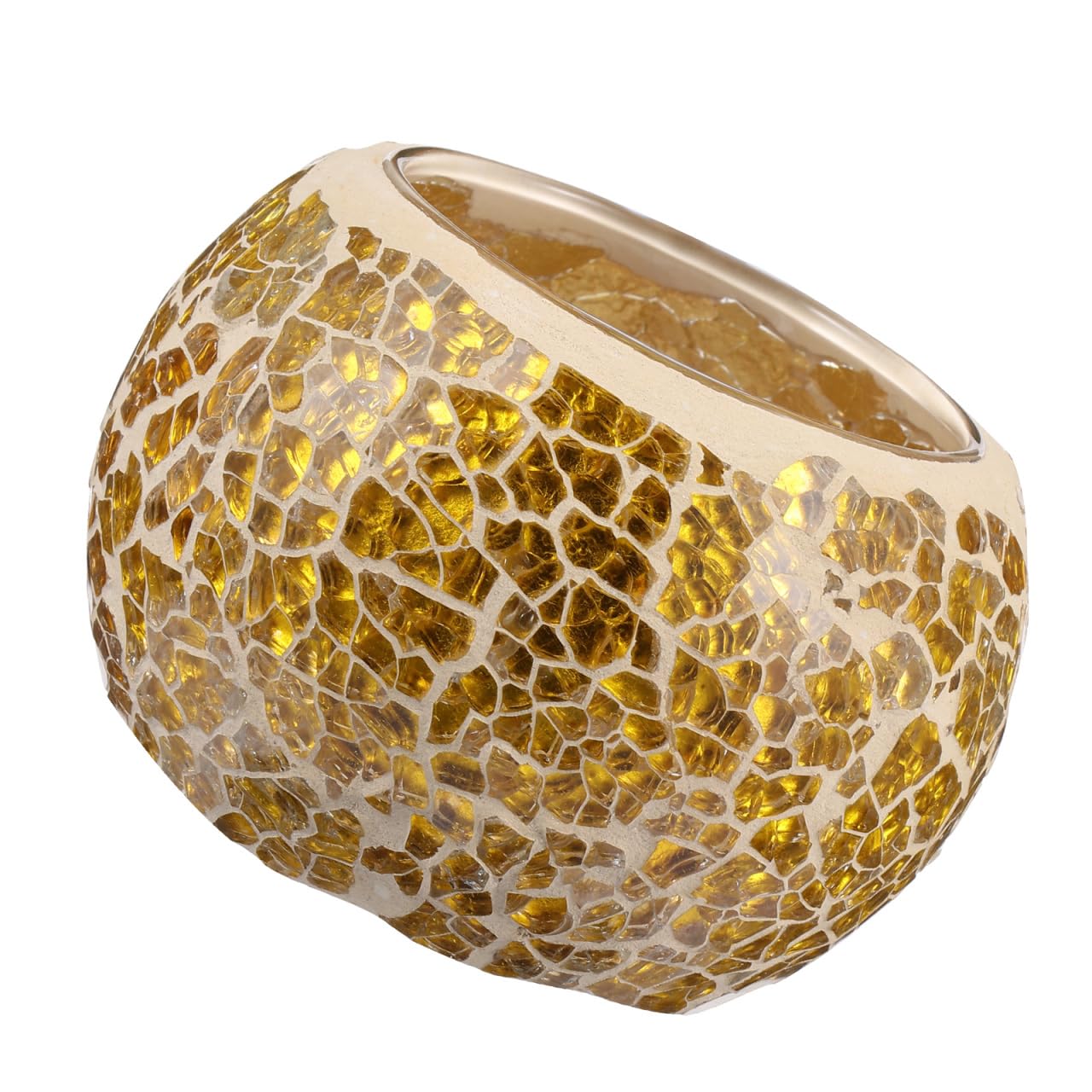 Amosfun Glass Candlestick Decoration 3.35 Inch Mosaic Candle Holder for Tea Light Candles Home Party Table Centerpiece