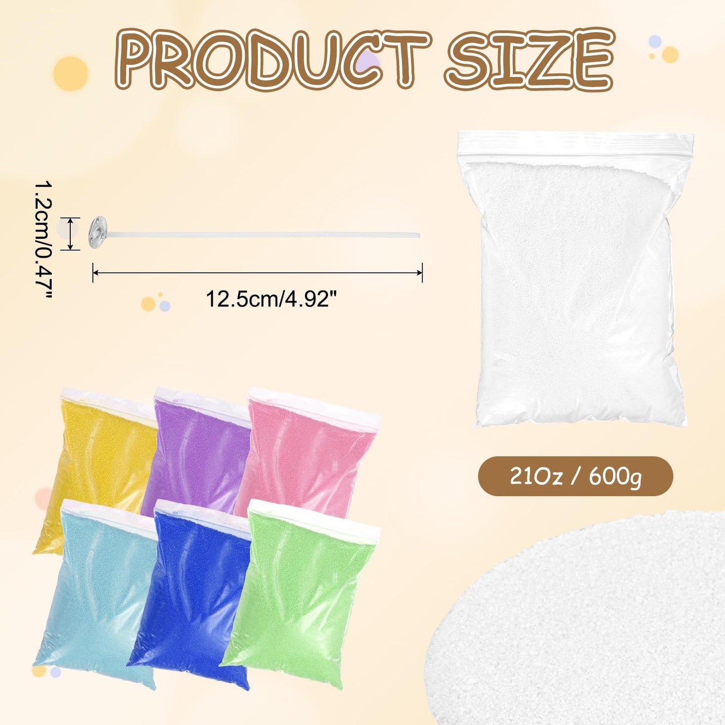 MECCANIXITY Pearled Sand Candles with 50 Pcs Wicks 21Oz / 600g Candle Beads Refillable Powder Sand Wax Making Kit for Thanksgiving Christmas Wedding Party DIY Home Crafts, White