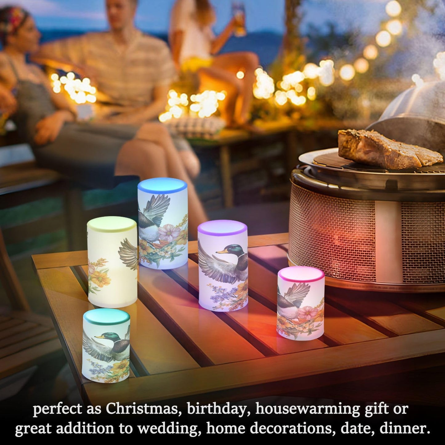 ALAZA Flickering Flameless Candles Mallard Duck Sunflowers Battery Operated Candles with Remote Timer LED Pillar Votive Candles Set of 2 for Holiday Decor