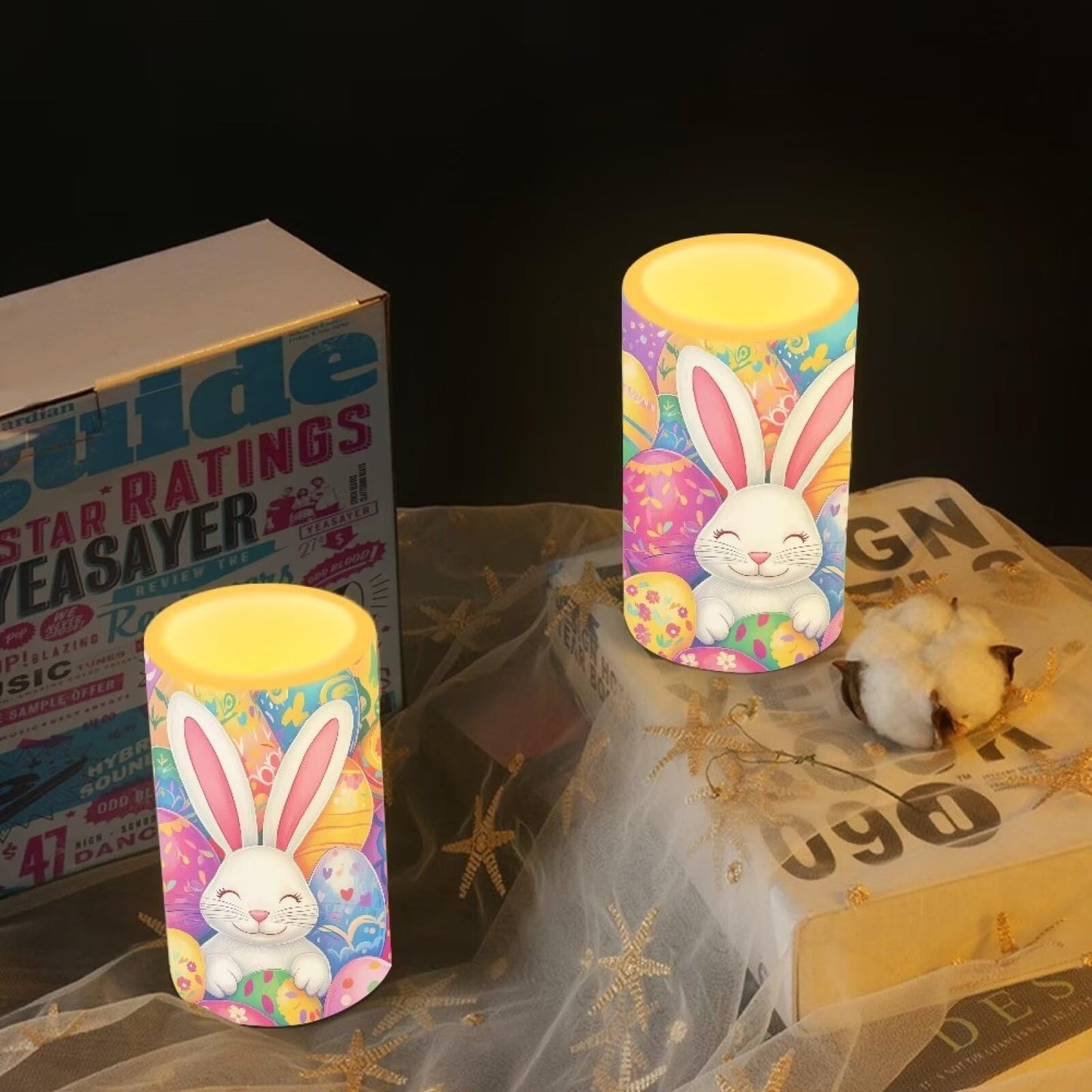 Luarisgur Easter Decorations Indoor Candles Rabbit Eggs Flameless Candles with Remote and Timer 2 Pack Battery Operated Easter Themed LED Candles for Festival Gift Home Room Decor