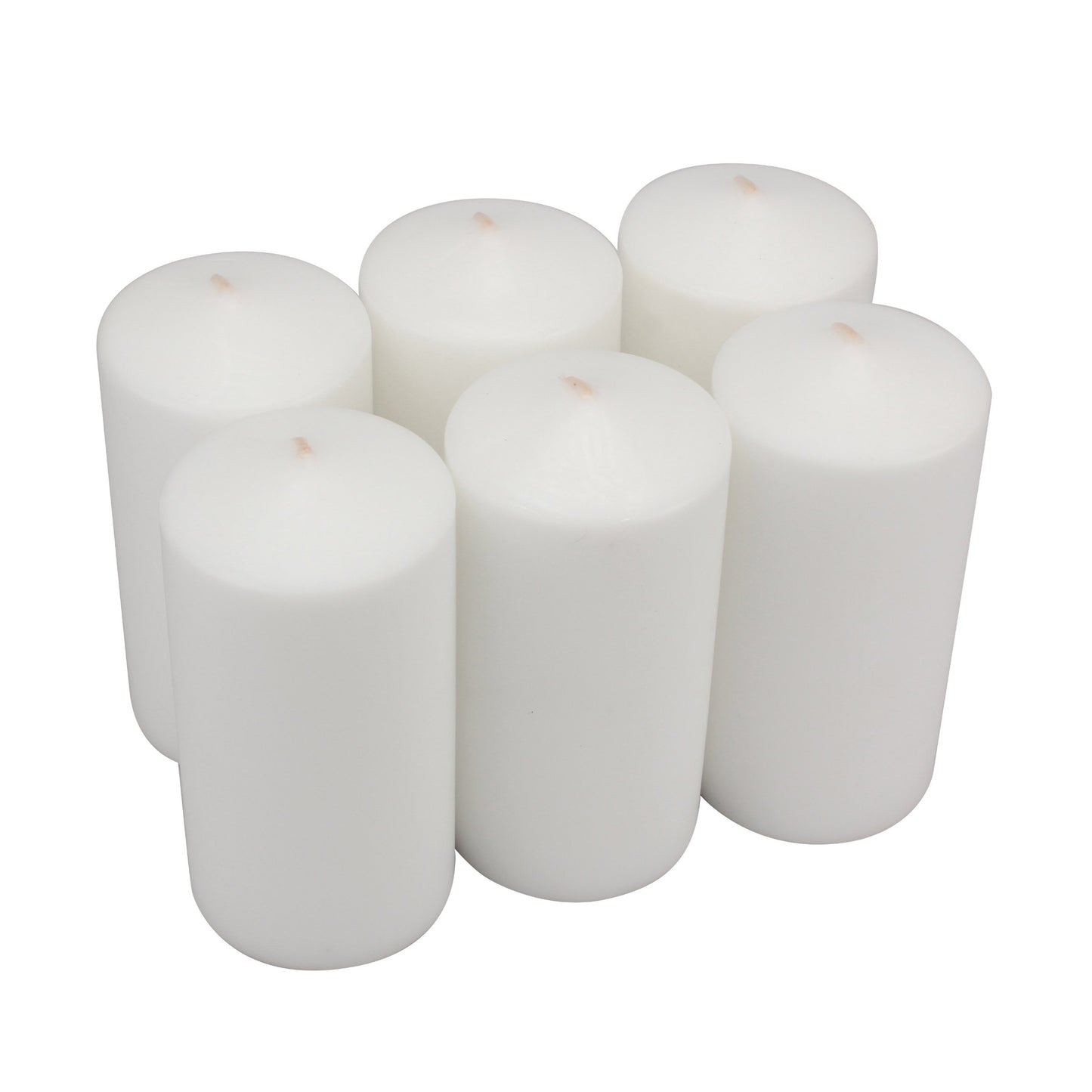 Stonebriar Bulk 96 Pack Unscented Smokeless Long Burning Clear Cup Tea Light Candles with 8 Hour Extended Burn Time, White & Tall 3x6 Inch Unscented Pillar Candles,White, 6 Count