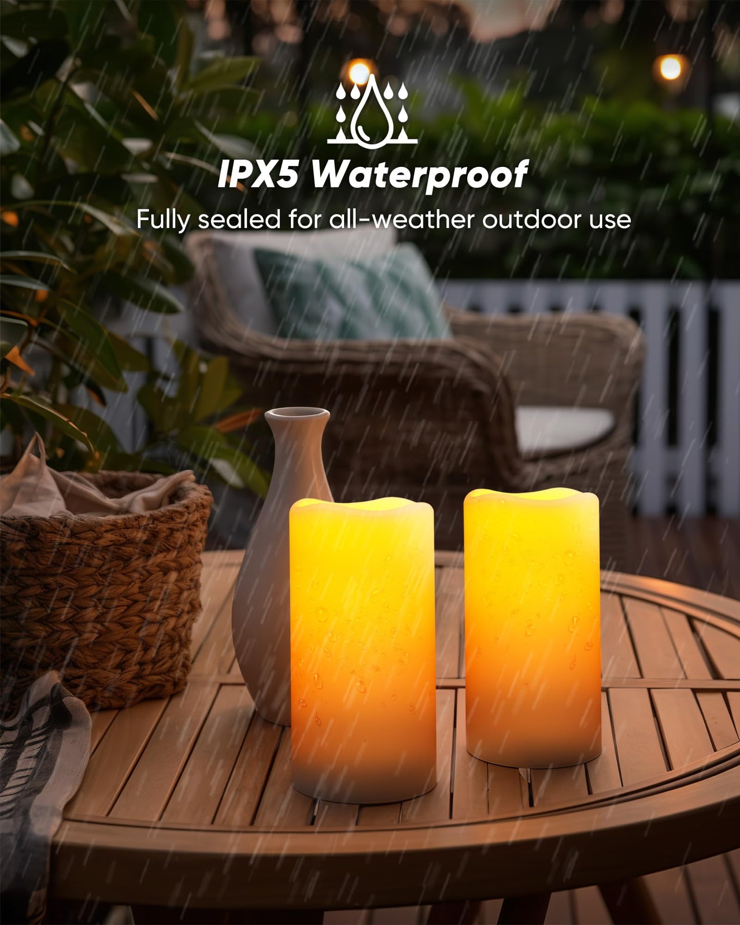 Homemory Solar Candles Outdoor Waterproof, Rechargeable Candles, Solar Powered Flameless Candles for Outdoor, Lanterns, Sensor Only, Dusk to Dawn, 3"x6", Set of 4
