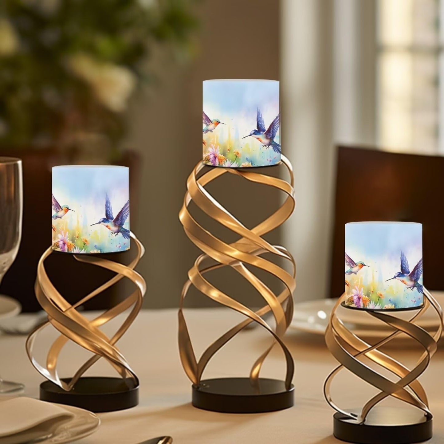 NETILGEN Daisy Hummingbird Purple Flameless Candles with Remote Control Timer LED Pillar Candles Set of 4 Battery Operated Candles for Home Party Decor