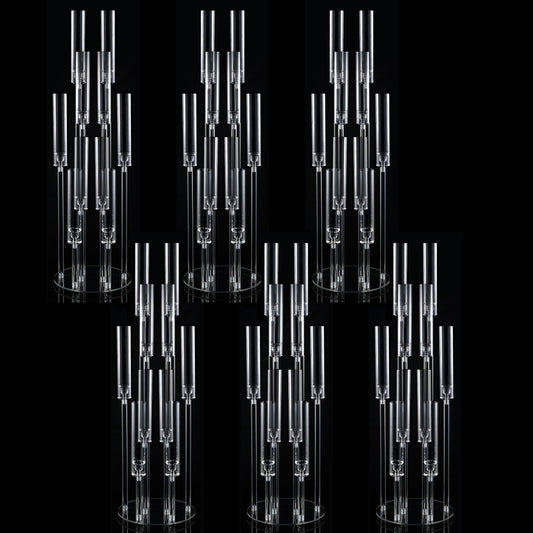 6PCS Candelabra 10 Arm Centerpieces for Tables Acrylic Bulk,Clear Floor Candle Holder for Wedding Candle Sticks Holder Decor for Baby Shower Party Event candelabros para centros de mesa