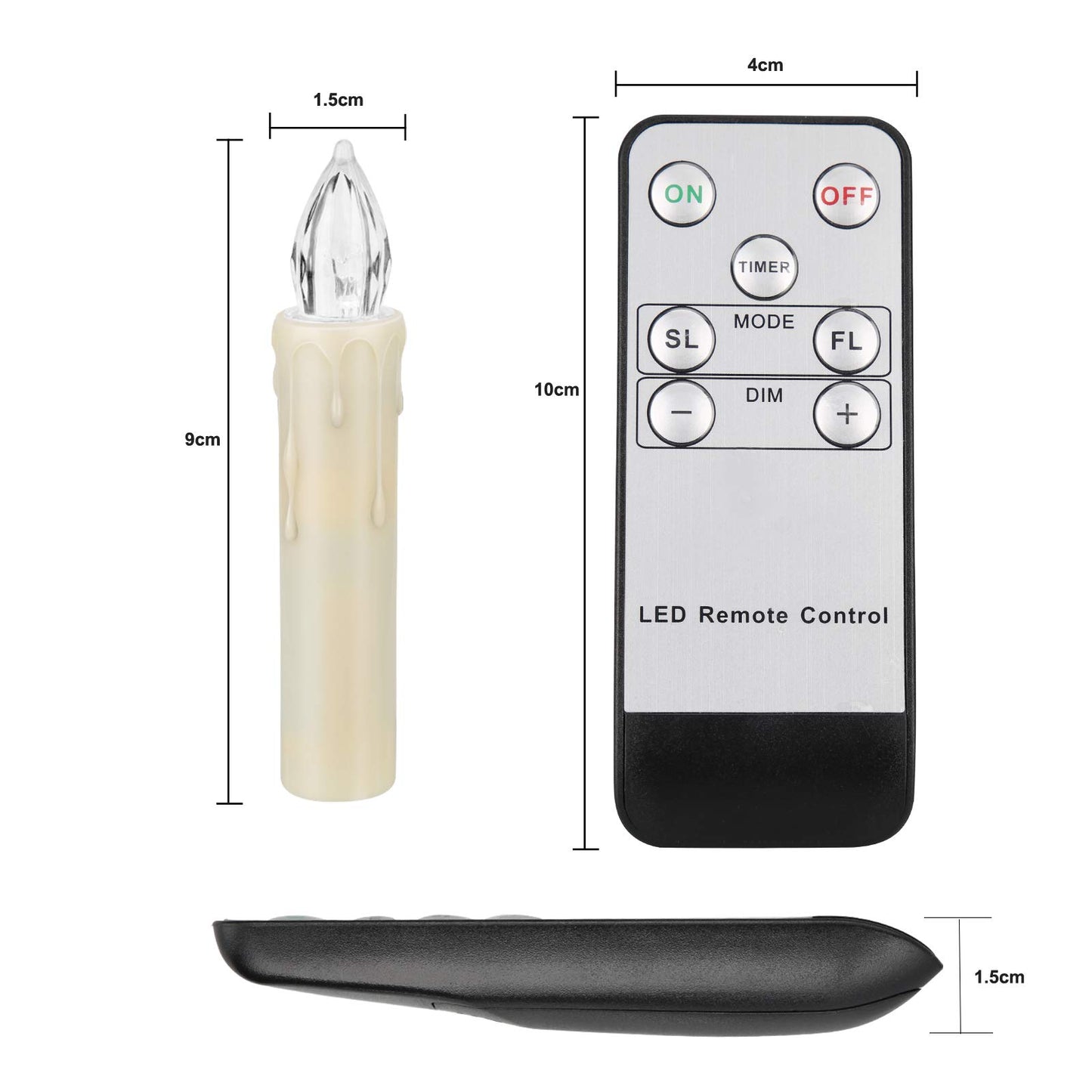 FPOO 12 PCS Flameless Flickering Window Candles with Timer Remote, Battery Operated LED Taper Christmas Tree Candles Lights with Clips and Suction Cups for Home, Garden, Holiday Decorations