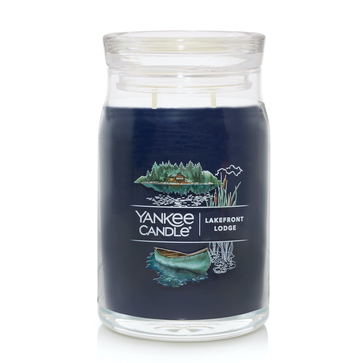 Yankee Candle Lakefront Lodge Scented Signature 20oz Large Jar 2-Wick Candle Over 60 Hours of Burn Time