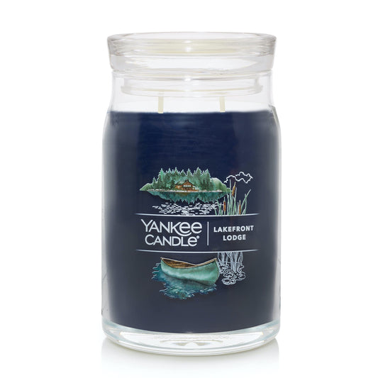 Yankee Candle Lakefront Lodge Scented Signature 20oz Large Jar 2-Wick Candle Over 60 Hours of Burn Time