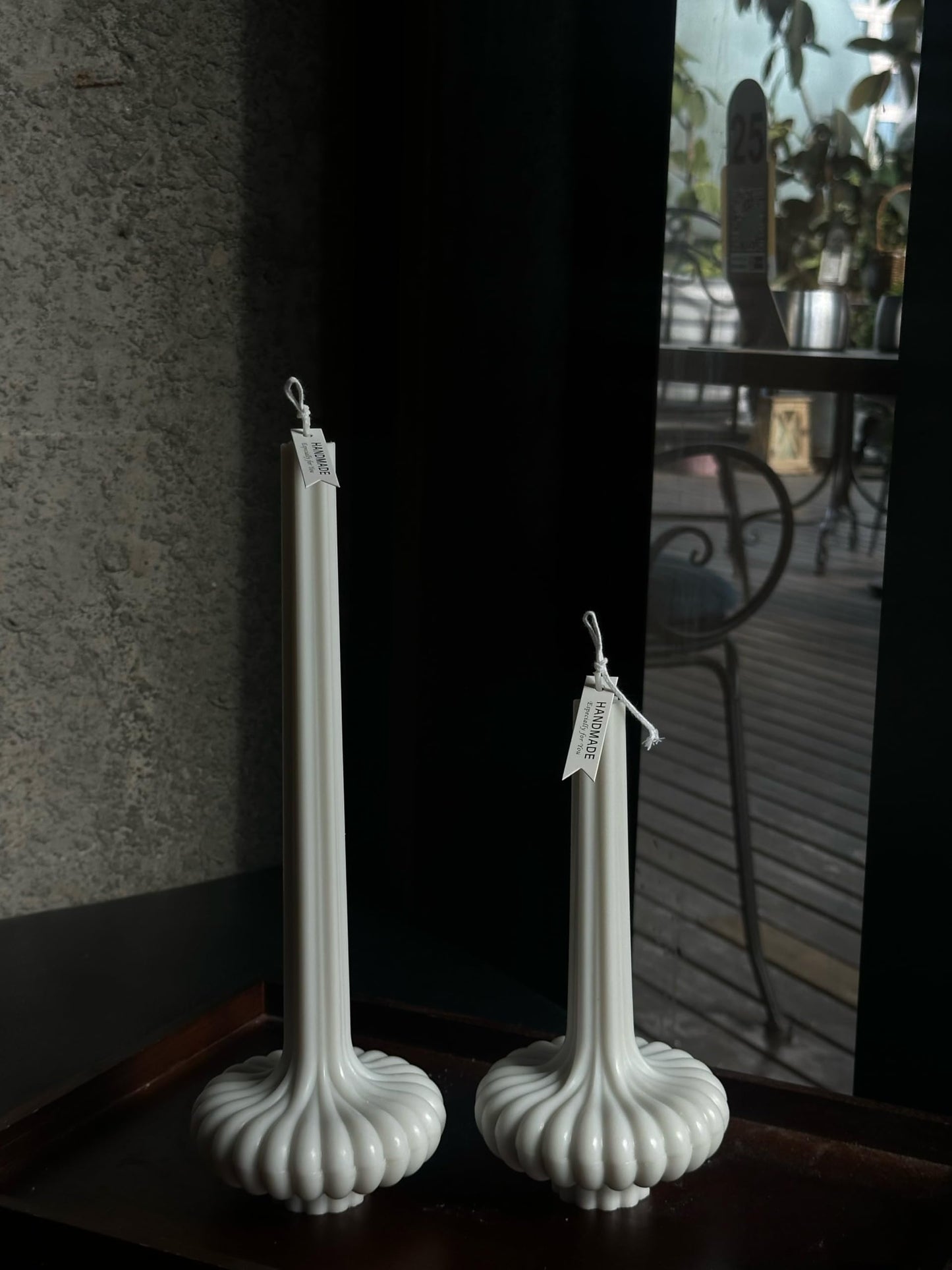 Hyznengu Pumpkin Base Candle - Set of 2 Handmade Pillar Scented Soy Wax Candles, Elegant Aesthetic Home Decor for Women, Housewarming Gift, Coffee Table, Shelf, or Bathroom Decorative Idea (Gray)