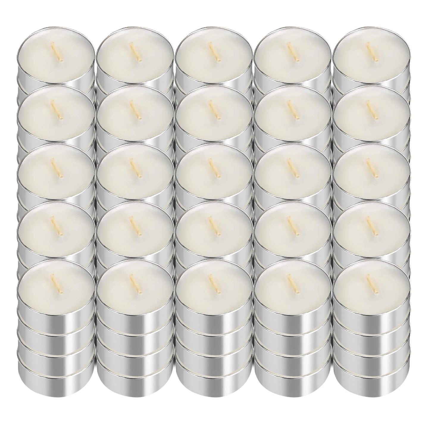 UNBREAKABLE - Tea Light Candles 100 Pack – Unscented Long Lasting 3 Hour Burn – White Smokeless Tealights for Decoration, Holiday, Party, Wedding, Home Use