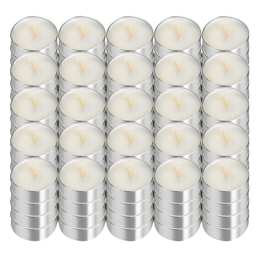 UNBREAKABLE - Tea Light Candles 100 Pack – Unscented Long Lasting 3 Hour Burn – White Smokeless Tealights for Decoration, Holiday, Party, Wedding, Home Use