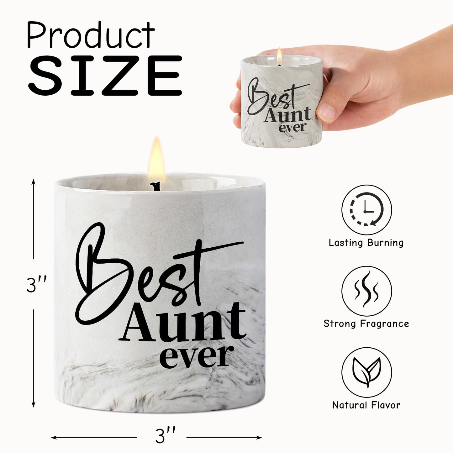 Aunt Gifts - Scented Best Aunt Ever Candle for Christmas, Birthday, Wedding and Mother's Day - 6 Oz Ceramic Candle From Niece and Nephew